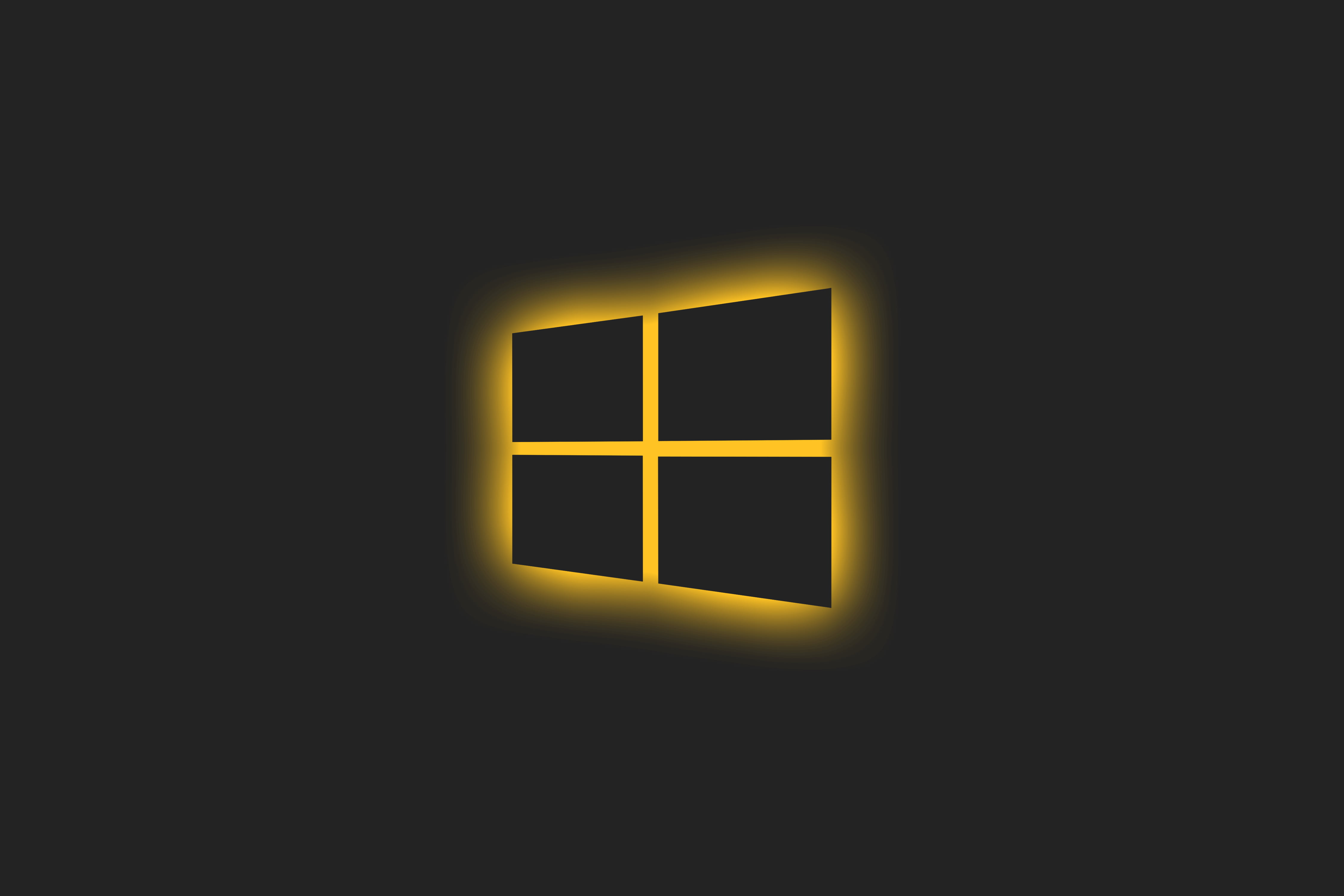 Microsoft, glowing, simple background, window, Windows 10, yellow