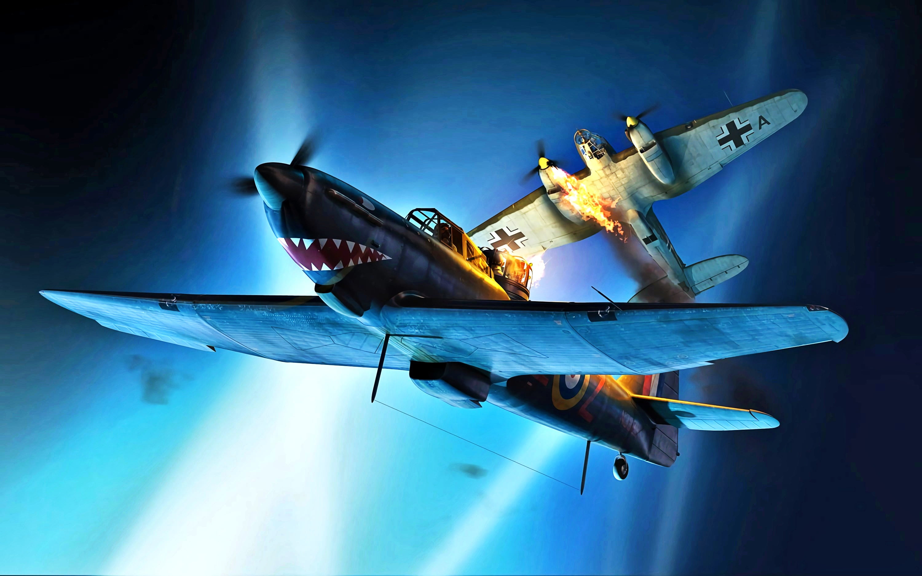 night, bomber, He 111, The second World war, the beams from the spotlights