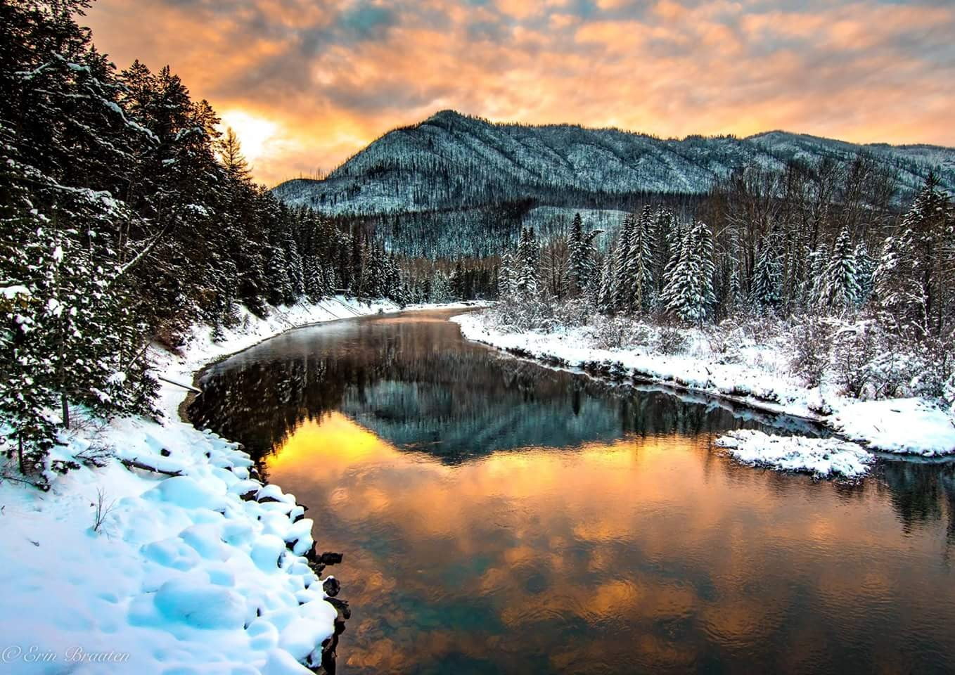 river near tree, mountains, lake, beauty in nature, cold temperature