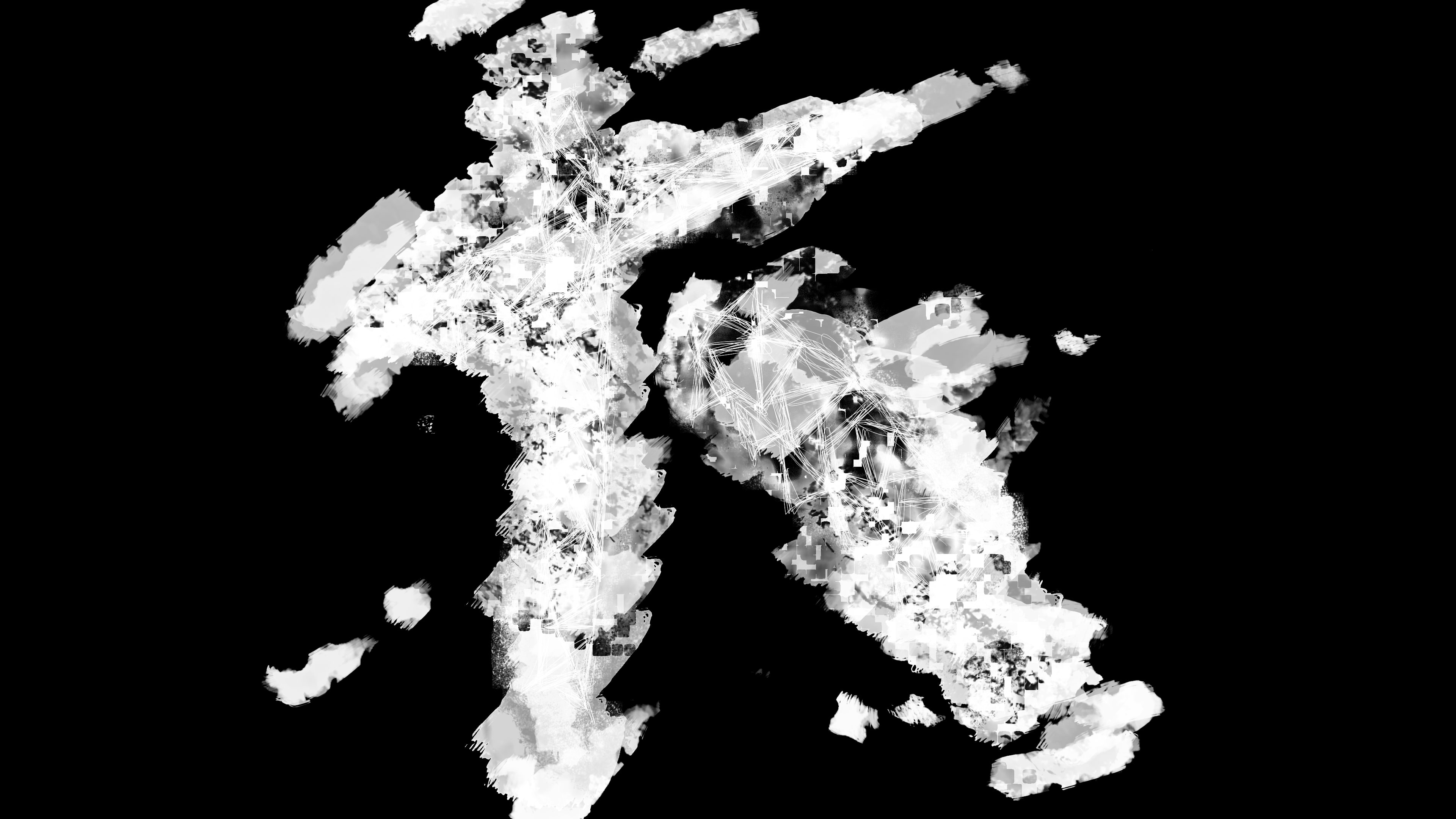 4K, black, white, abstract, black background, studio shot, close-up