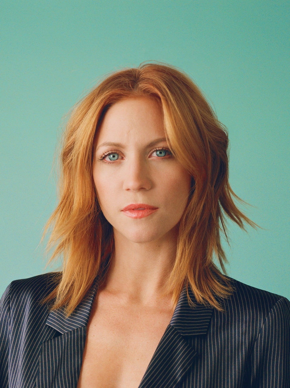 Brittany Snow, women, actress, blue eyes, redhead, face