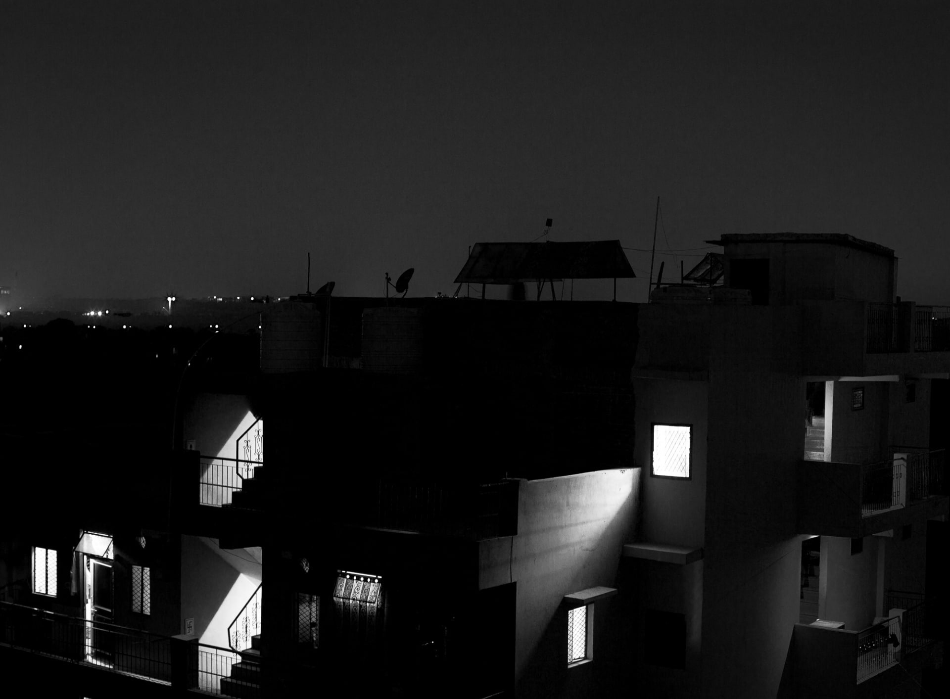 Shadowed, Black and White, built structure, architecture, building exterior