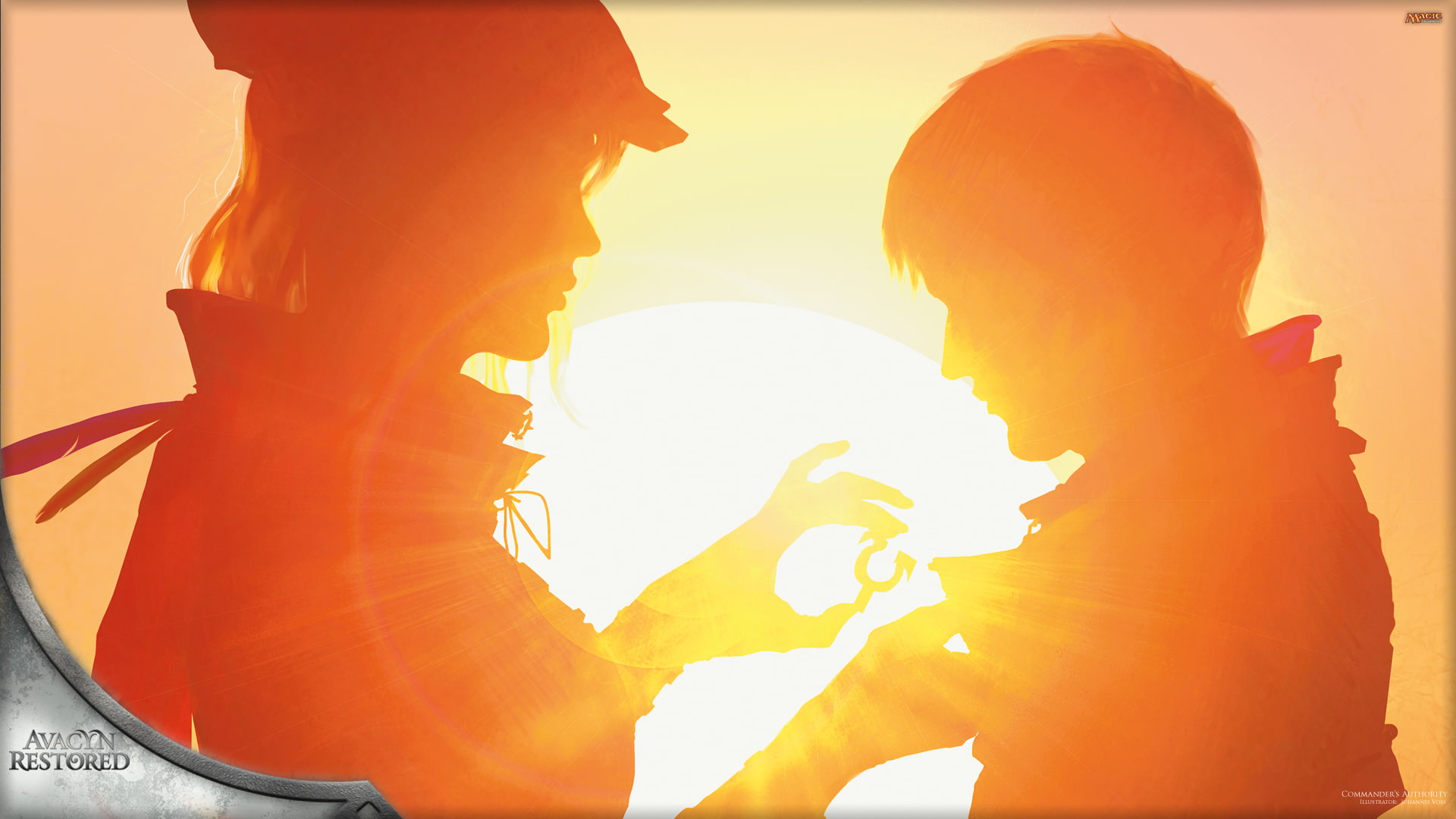 Magic: The Gathering Sunlight HD, two people silhouette, fantasy