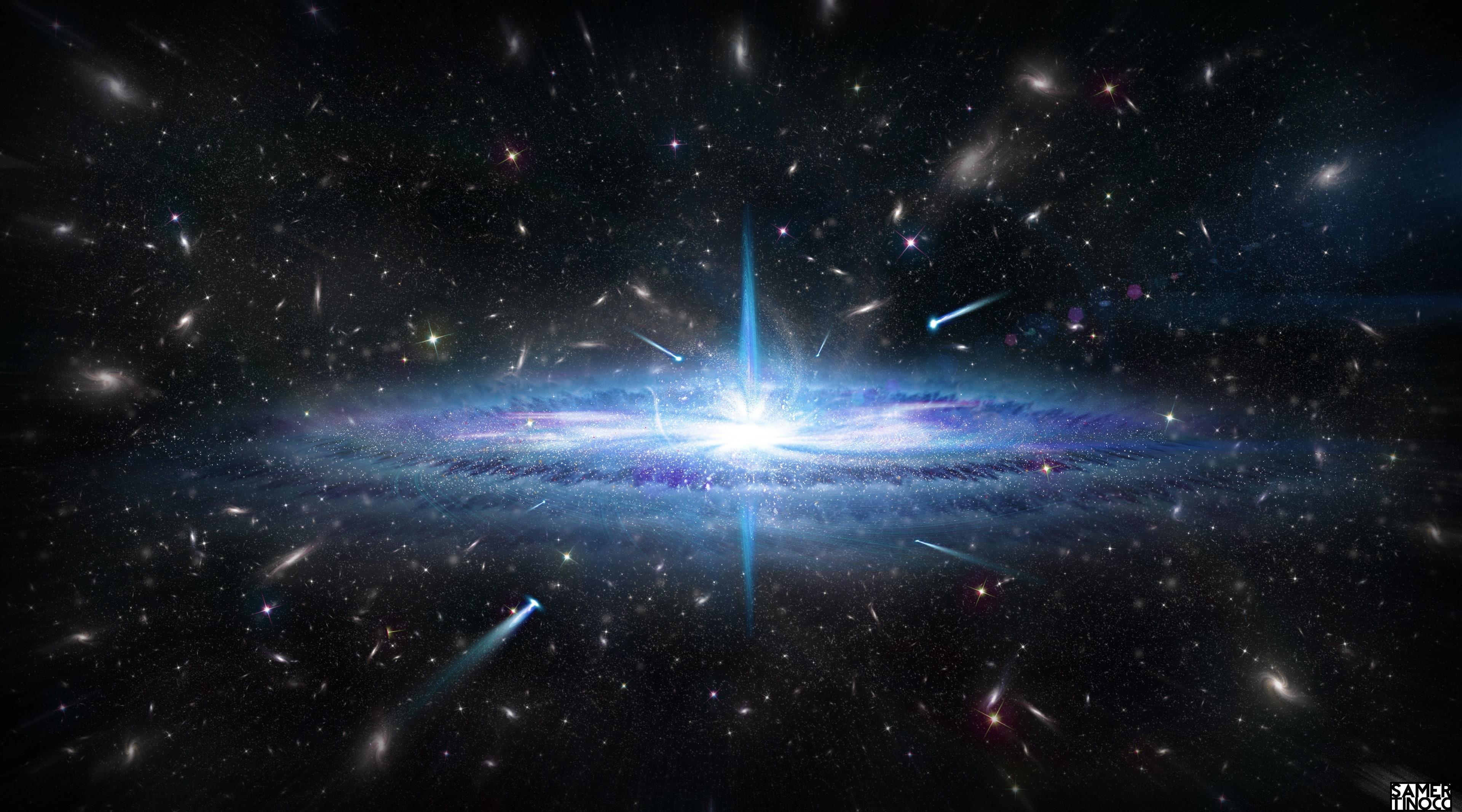 Free download | HD wallpaper: Quasar Origin, galaxy illustration, Space ...