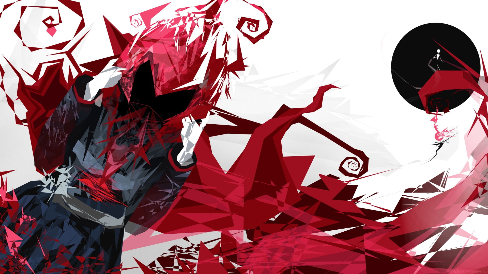 red, white, and black abstract painting, ruby, DeviantArt, RWBY