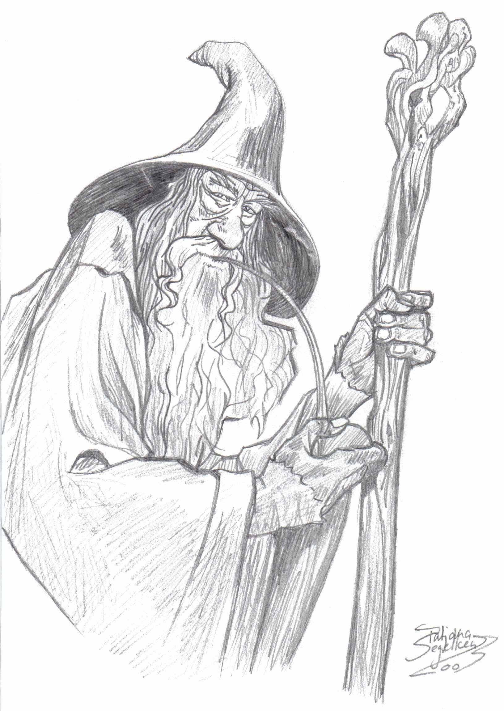 Gandalf, drawing, The Lord of the Rings, fantasy art, wizard