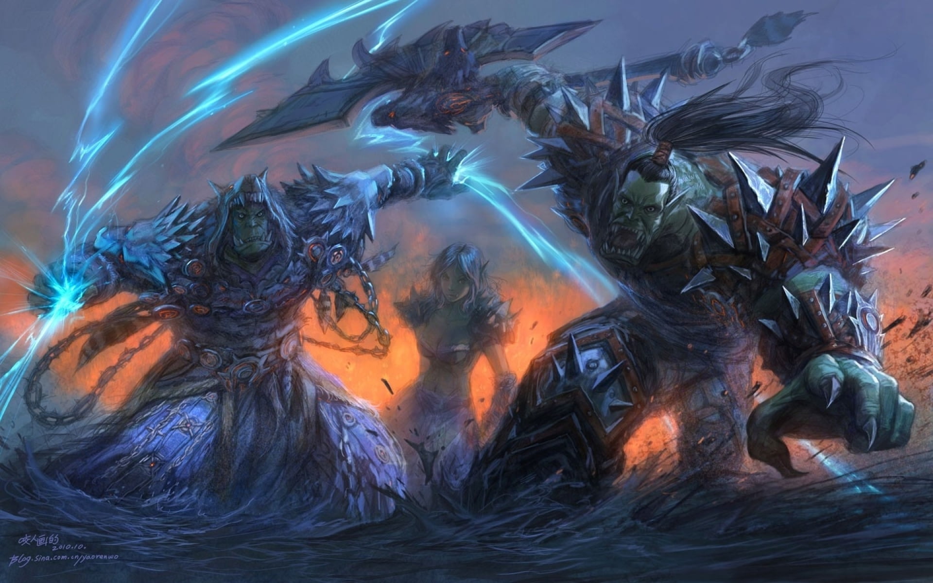 World of Warcraft Orc digital wallpaper, warrior, orcs, wow, Horde