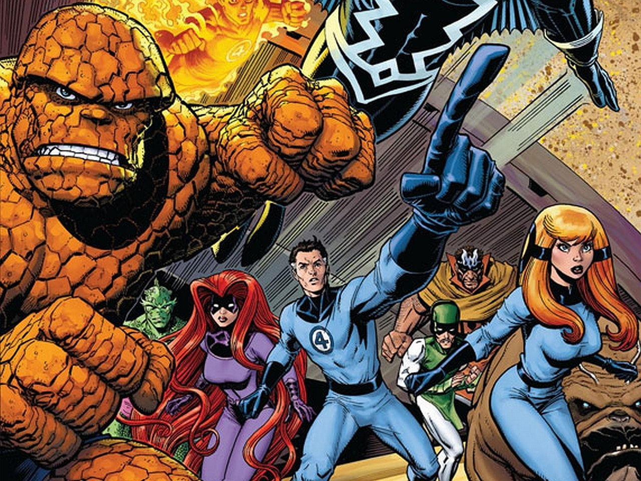 Comics, Fantastic Four, Ben Gimm, Black Bolt, Crystal (Marvel Comics)