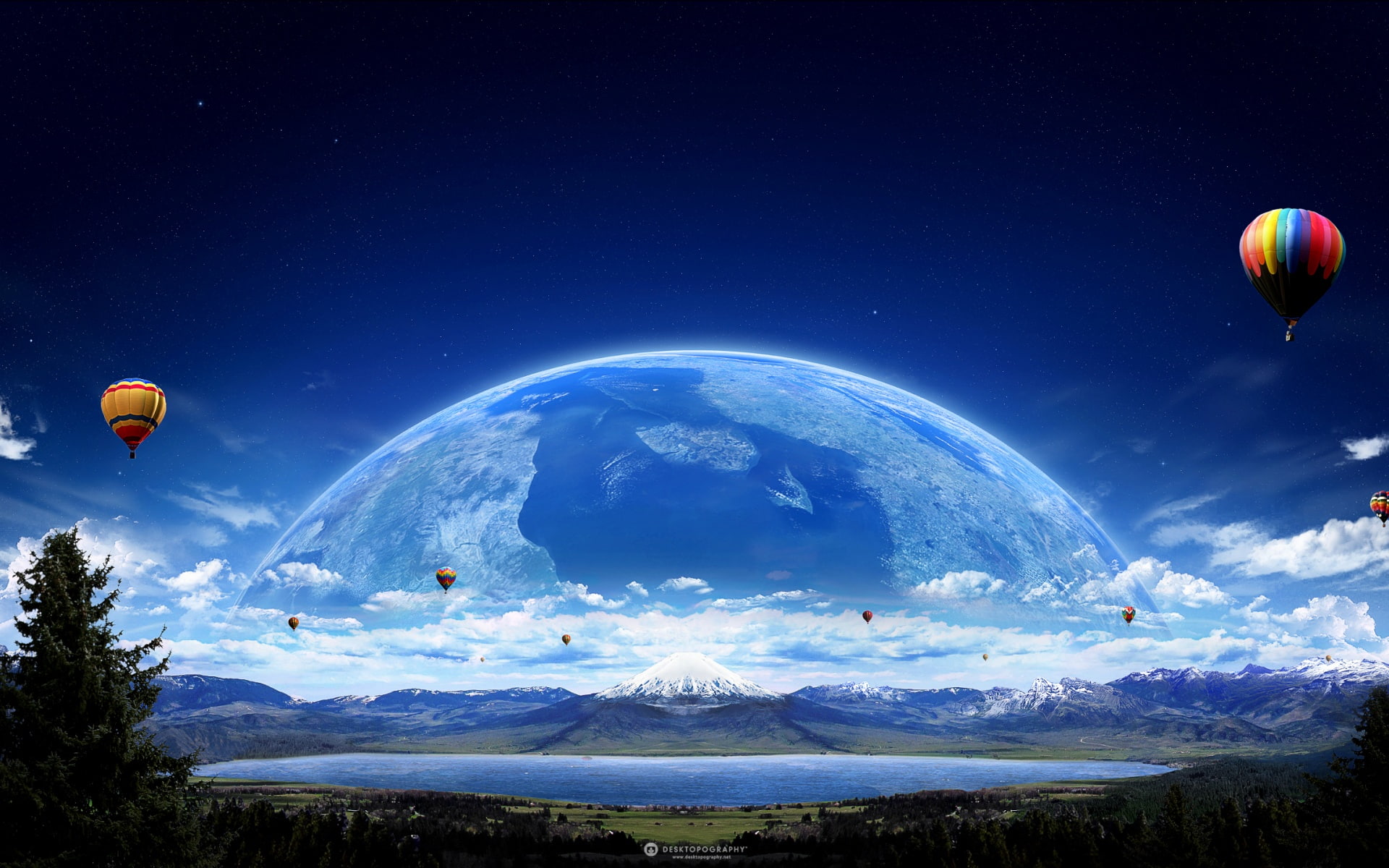 Air Balloon Planet HD, creative, graphics, creative and graphics