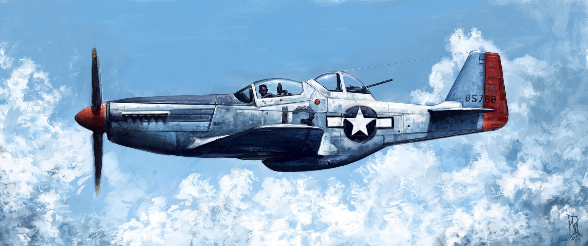 artwork, airplane, North American P-51 Mustang, vehicle