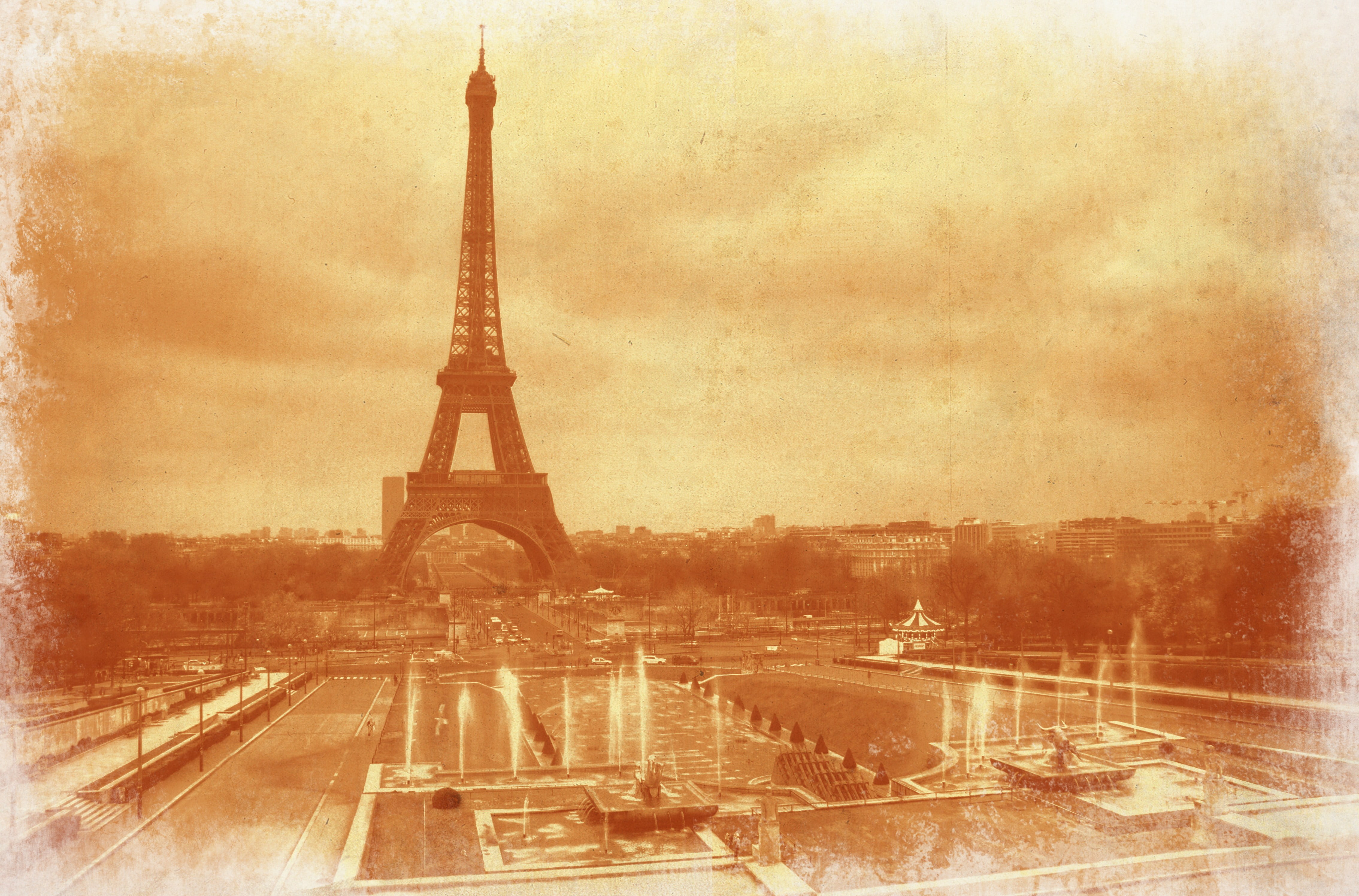 Eiffel Tower, Paris, France, famous Place, paris - France, sepia Toned
