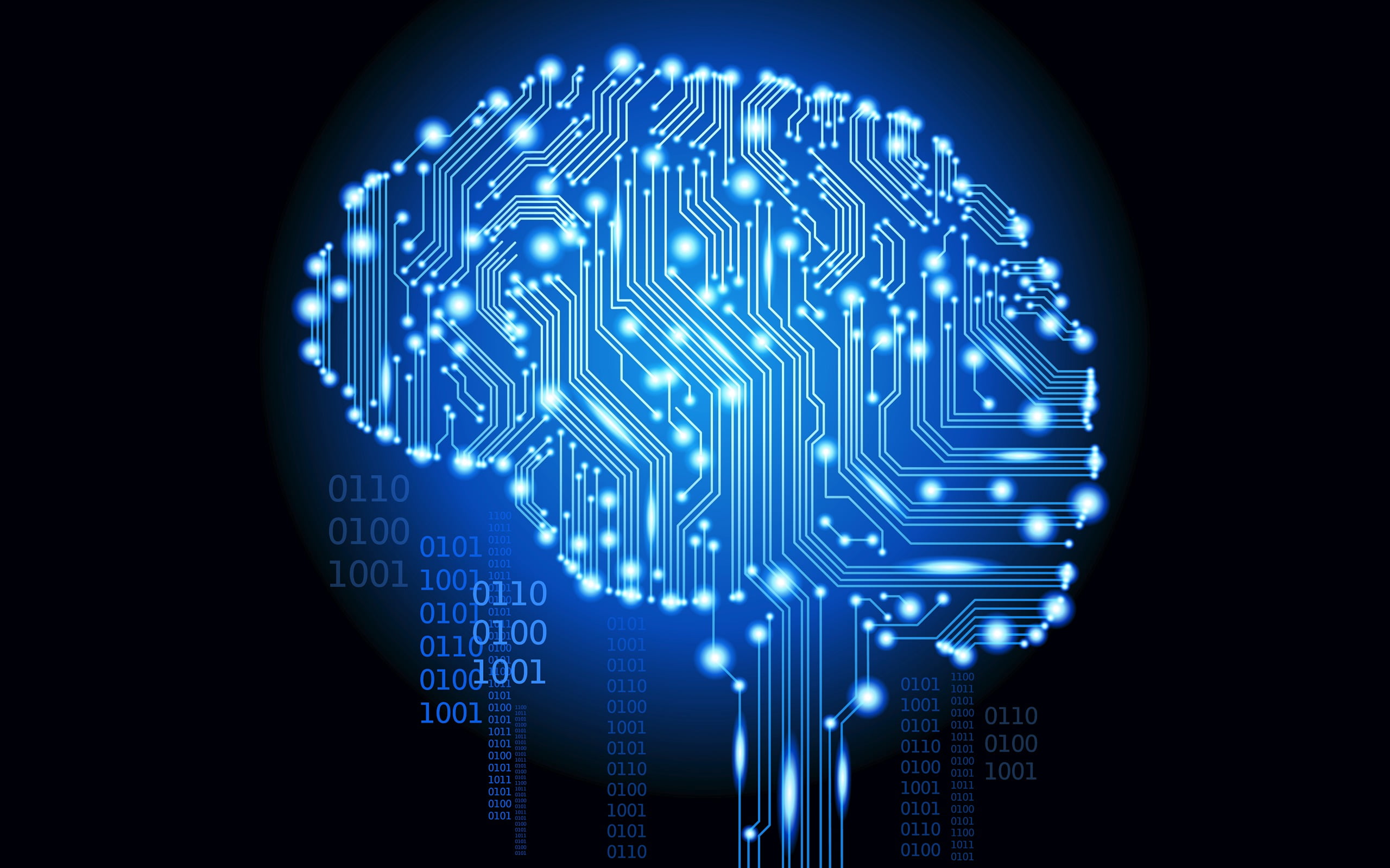 Intelligent Brains, AI brain illustration, Computers, blue, technology