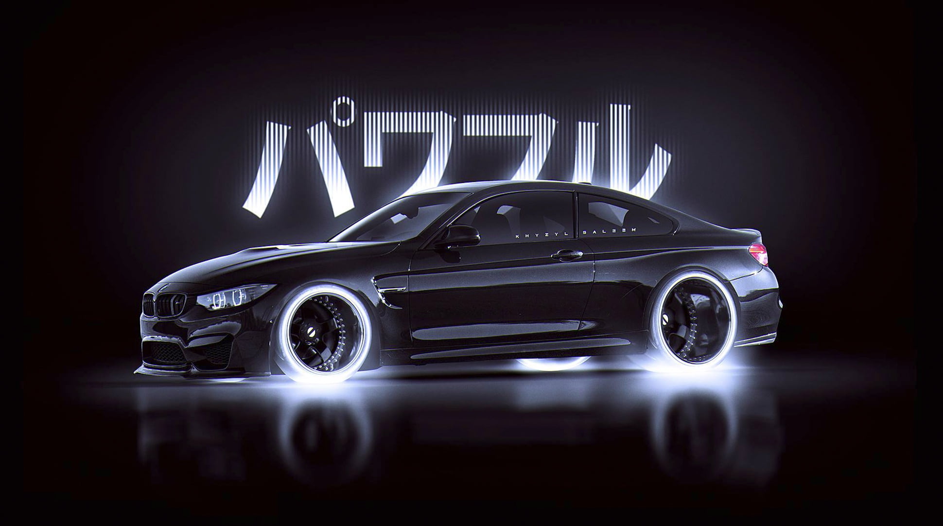 black BMW sedan illustration, Japan, Car, Style, by Khyzyl Saleem