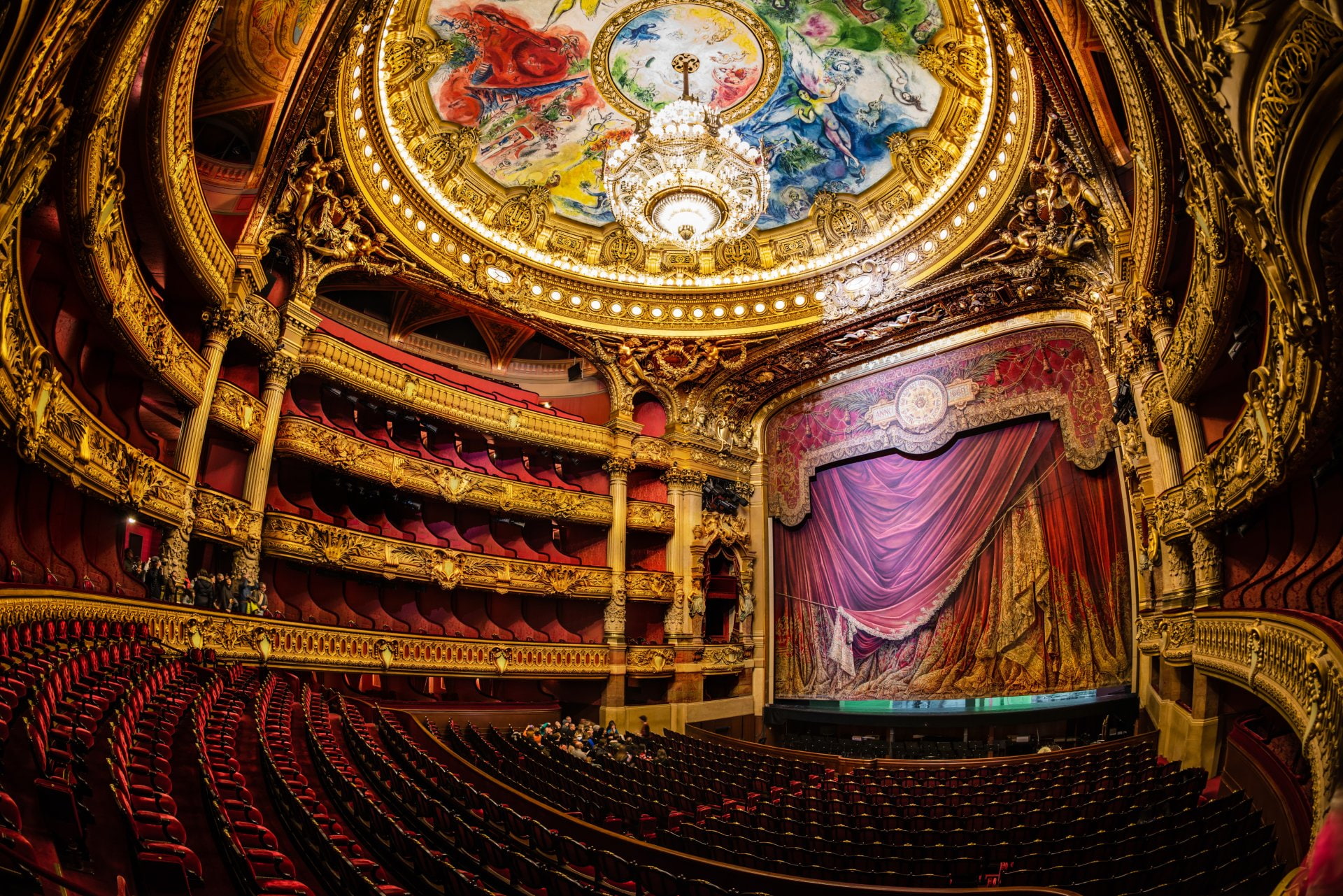 Man Made, Palais Garnier, Chandelier, Curtain, Gilded, Interior