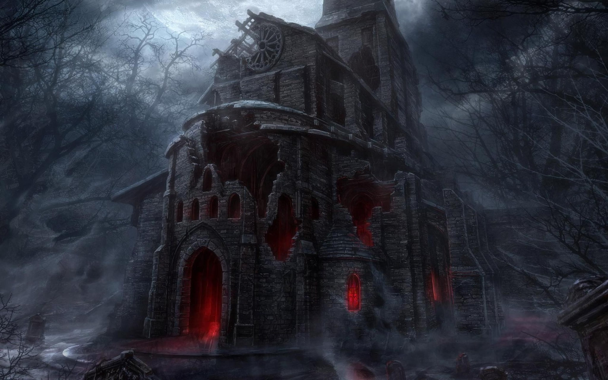 horror  hd pack, religion, place of worship, architecture, fog