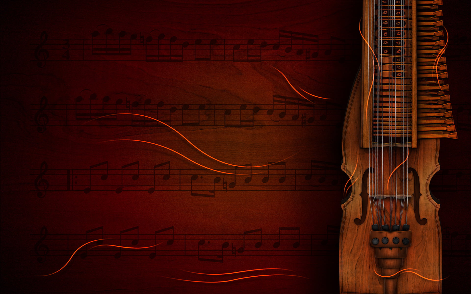 brown string instrument, notes, background, tool, violin, music