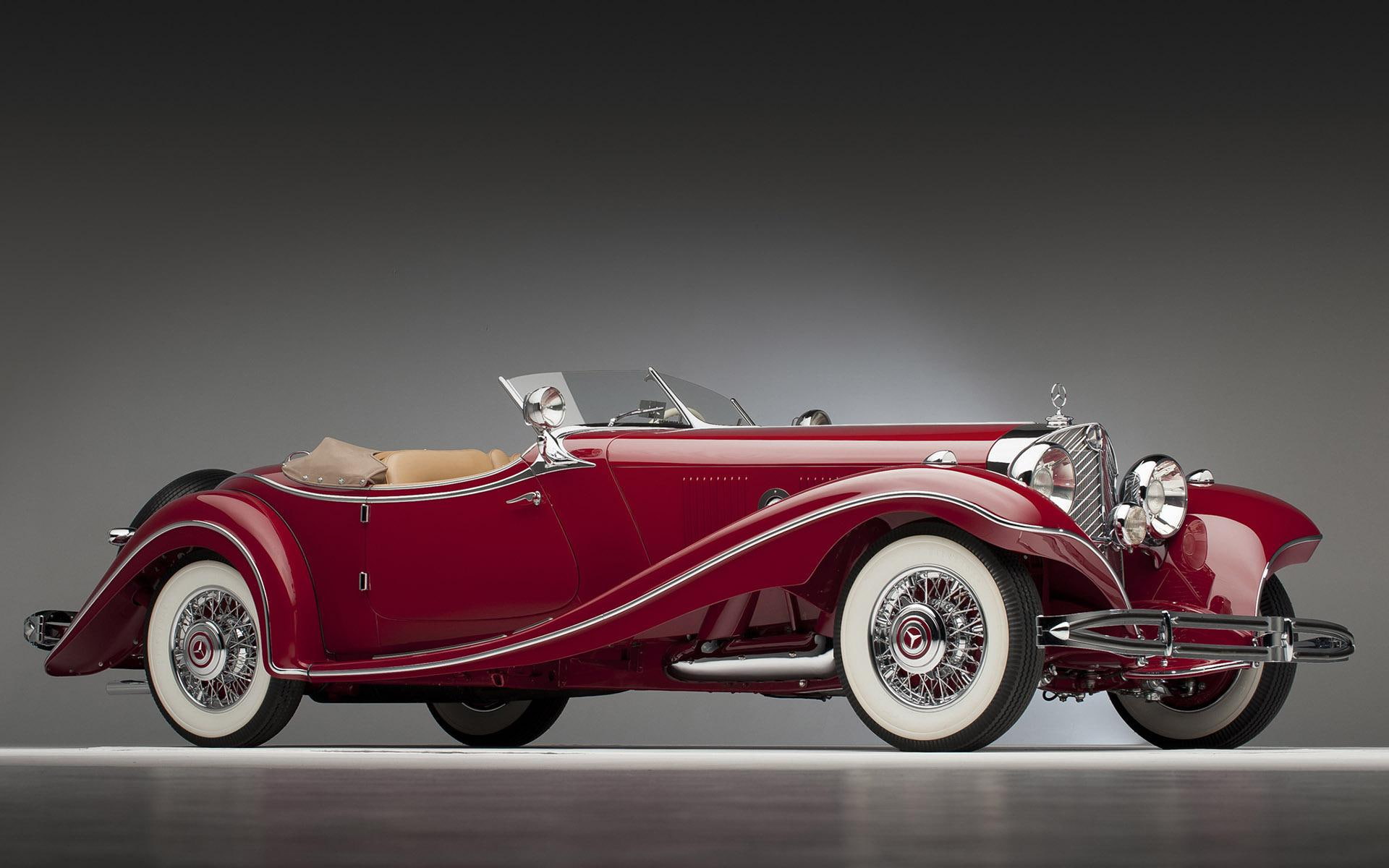 1935 Mercedes-Benz 500K, red vintage convertible car, cars, 1920x1200