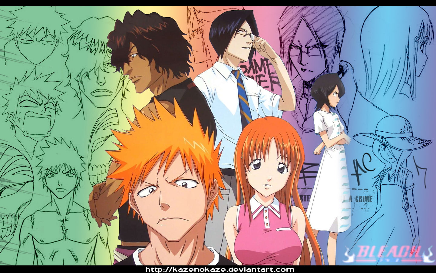 Free Download HD Wallpaper Bleach Ichigo Kurosaki Orihime Inoue Rukia Kuchiki Uryu Ishida