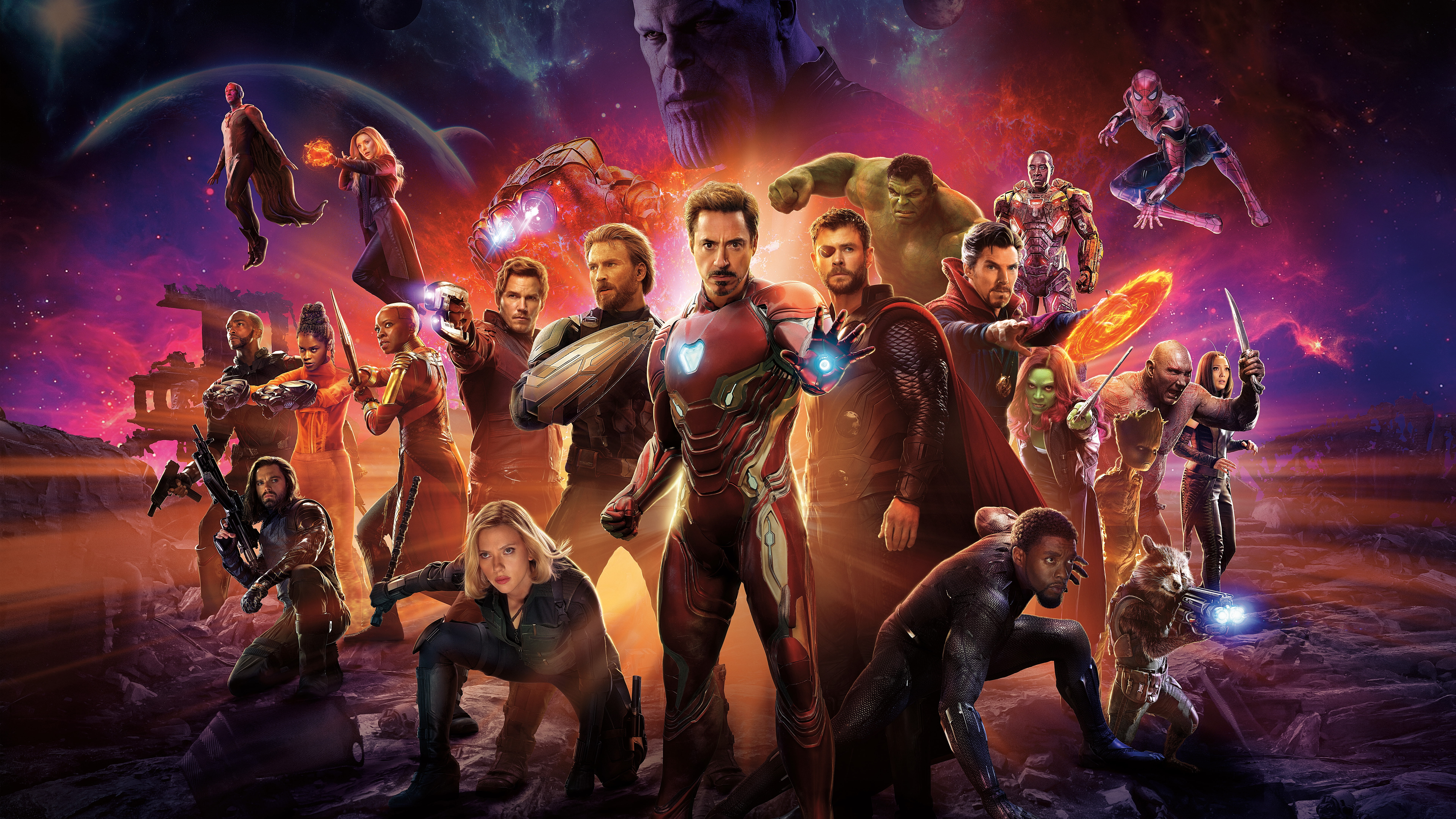 Avengers Infinity War Superheroes Cast 4K 8K, night, group of people