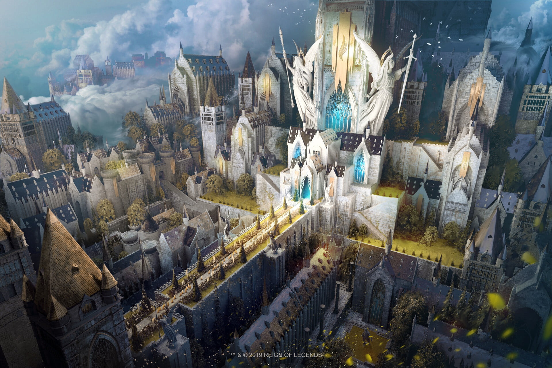 Julian Bauer, fantasy art, artwork, city, fantasy city, castle
