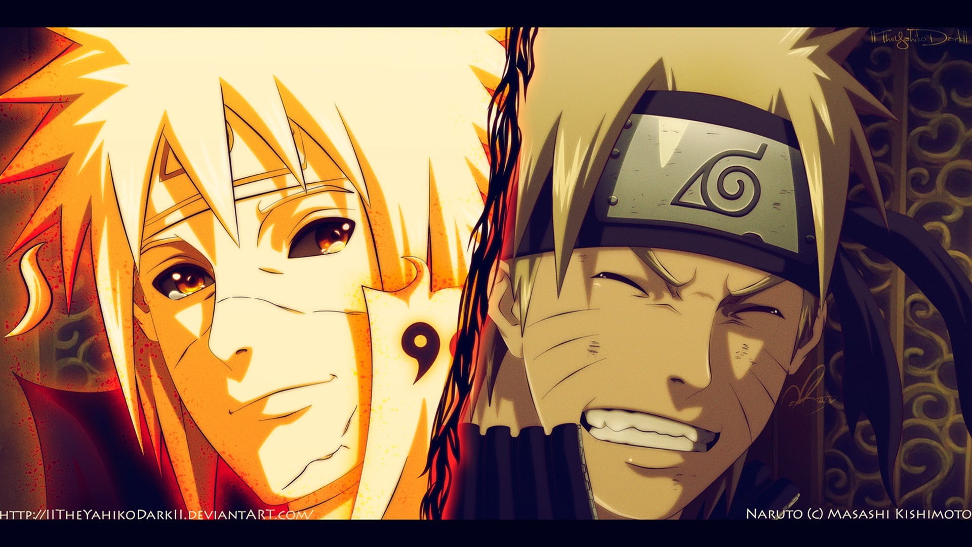 Minato and Naruto illustration, Naruto Shippuuden, anime, Namikaze Minato