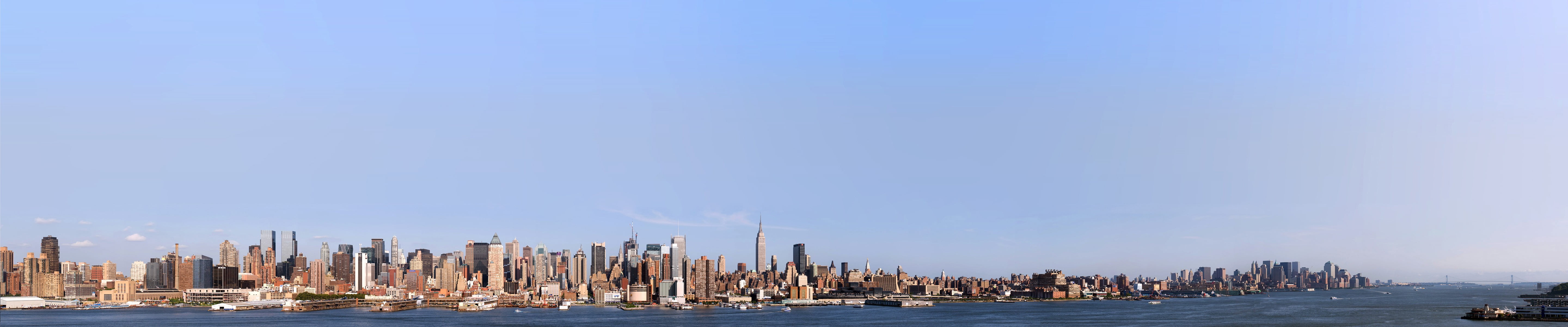 cityscape, New York City, triple screen, wide angle, Manhattan
