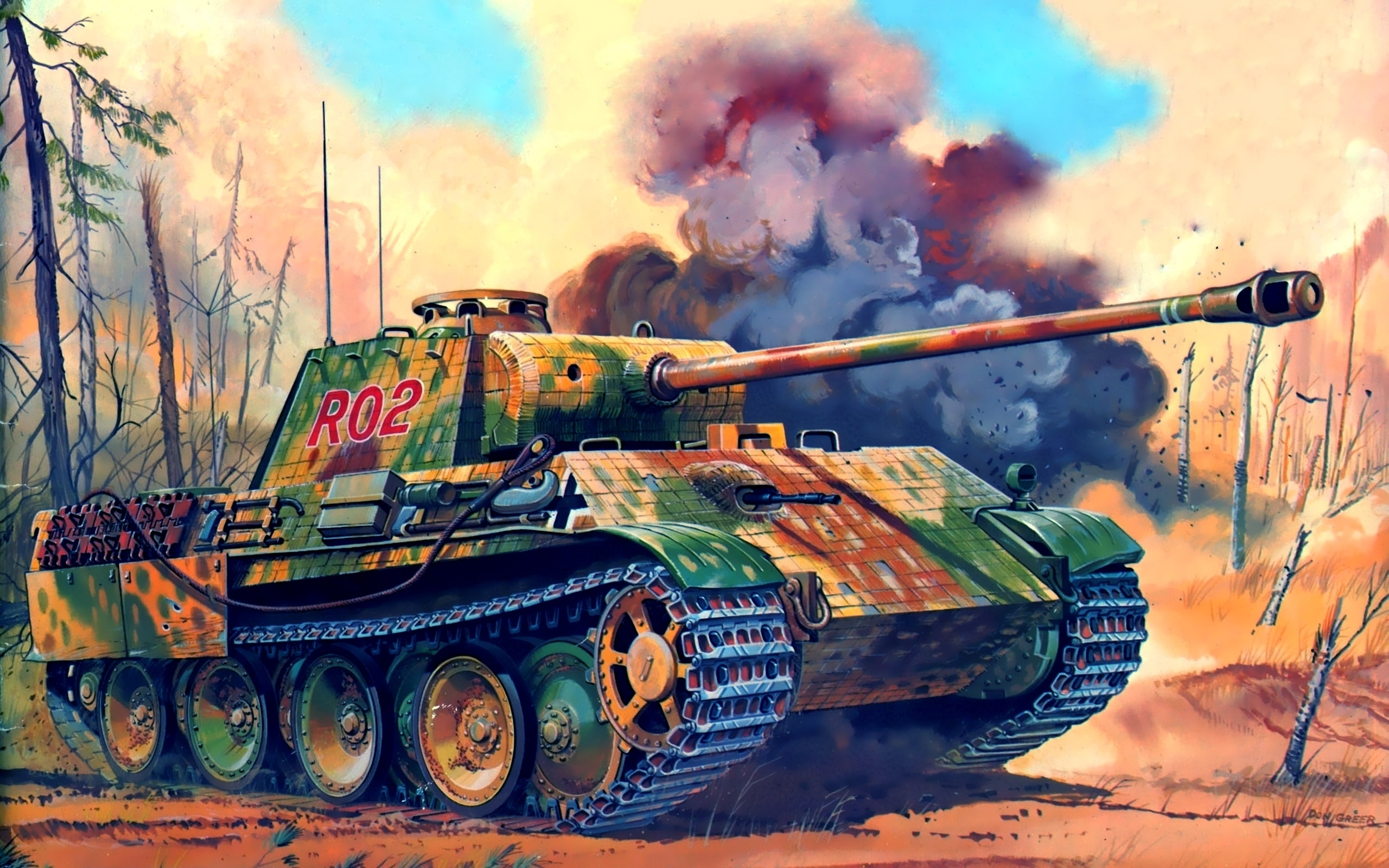 green military tank, figure, Panther, the second world, the Germans