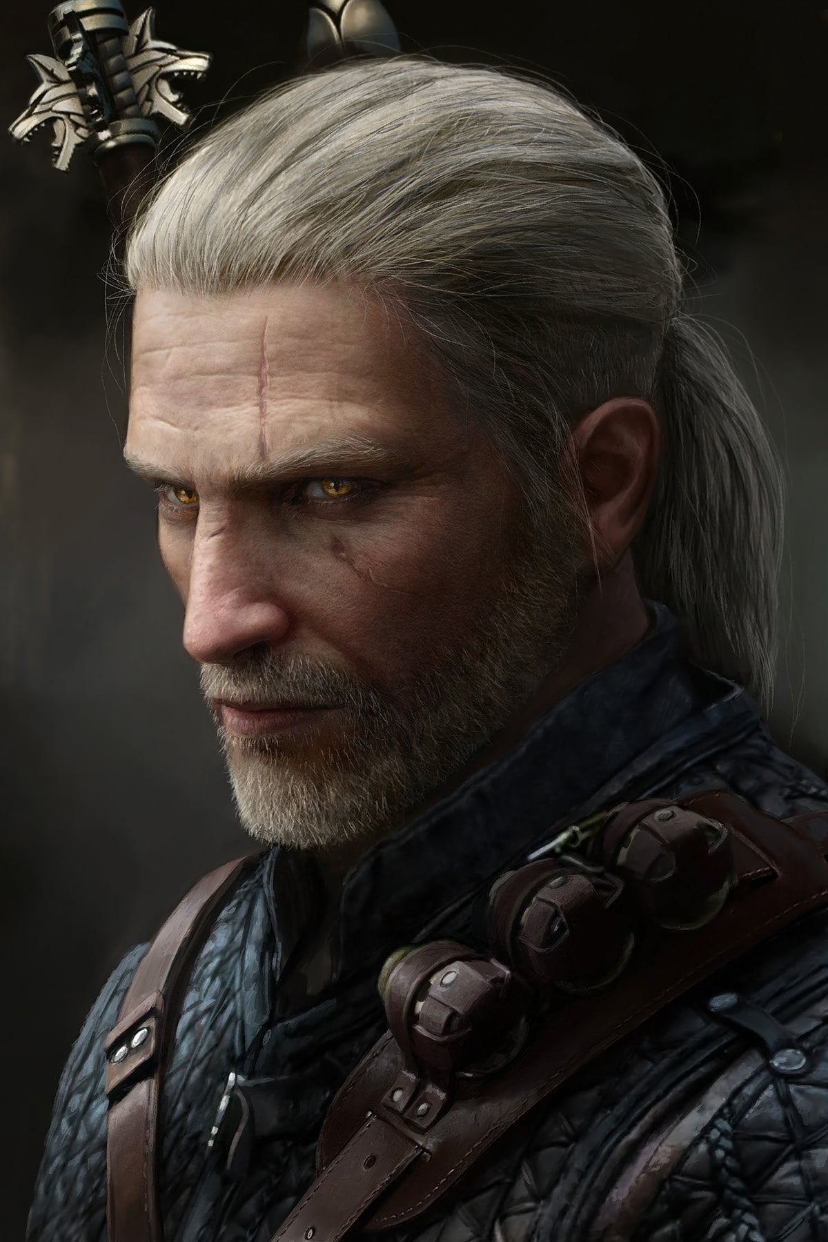 drawing, The Witcher, Geralt of Rivia, men, warrior, silver hair