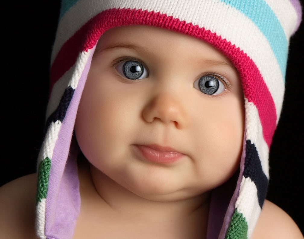 Joy Born Baby, baby's multicolored striped beanie, cute, hat