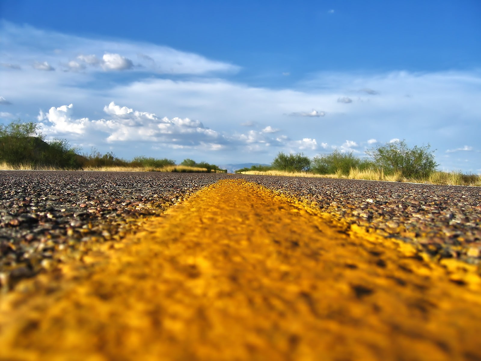 road, gravel, sky, yellow, cloud - sky, nature, plant, field
