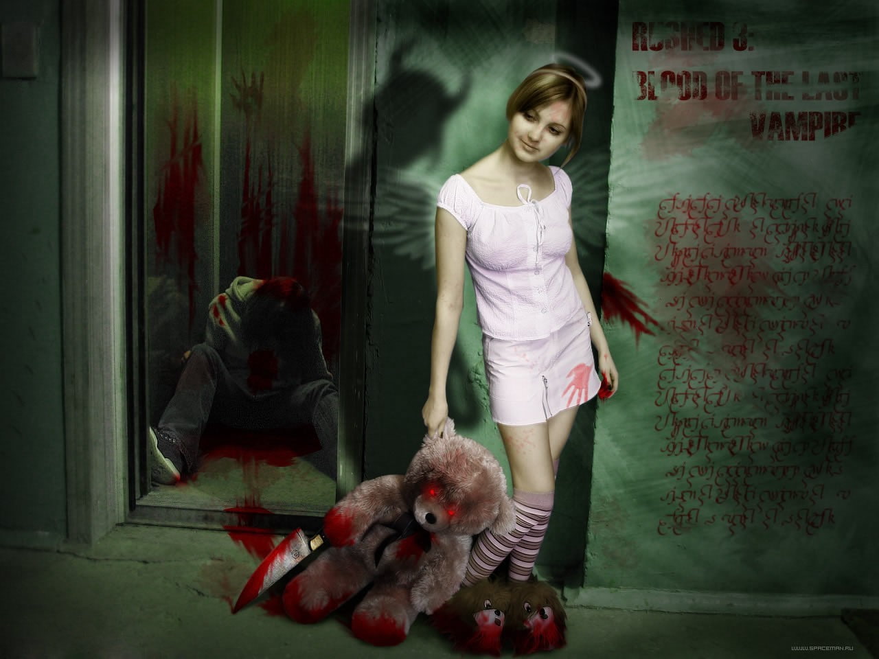 blood dead Angel Devil Abstract Fantasy HD Art, girl, Death, horror