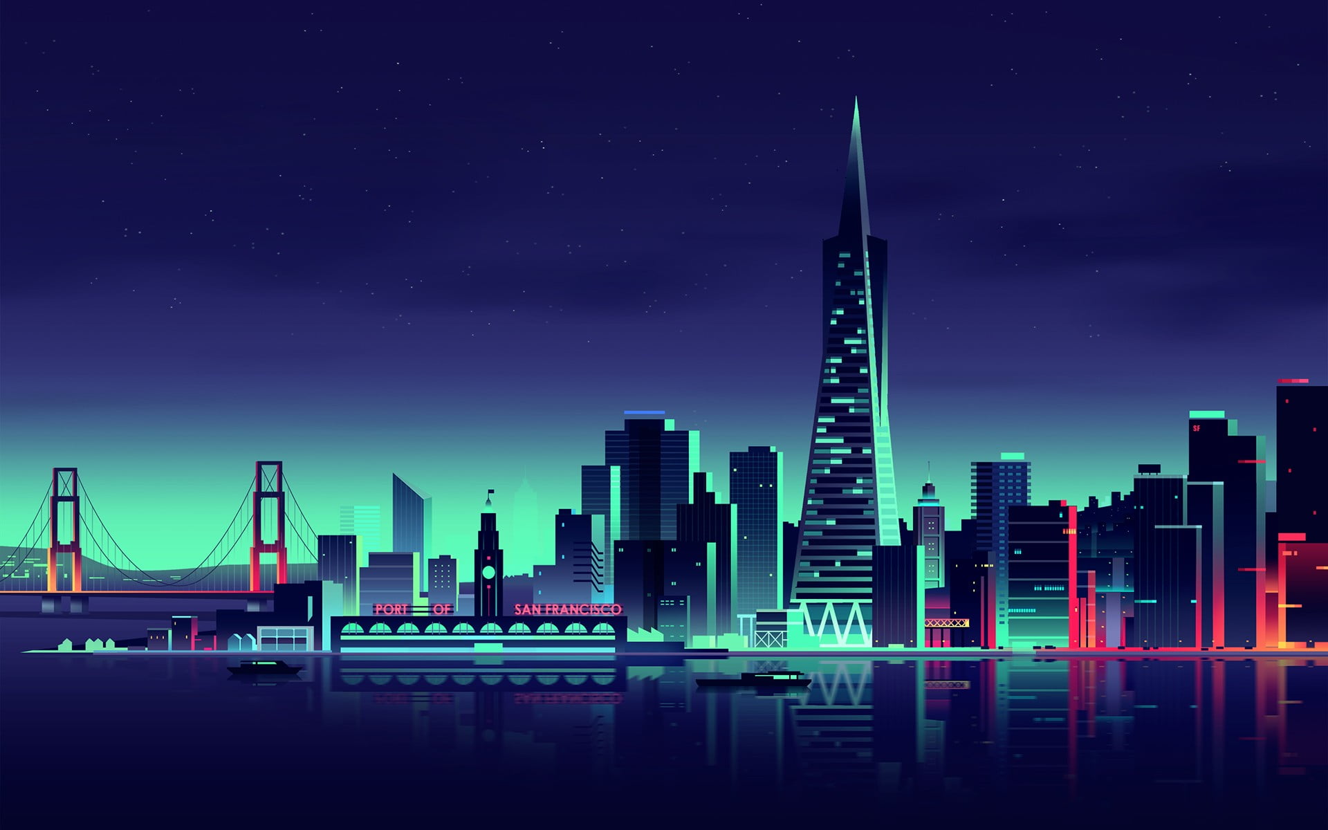 San Francisco cityscape illustration, city landscape painting