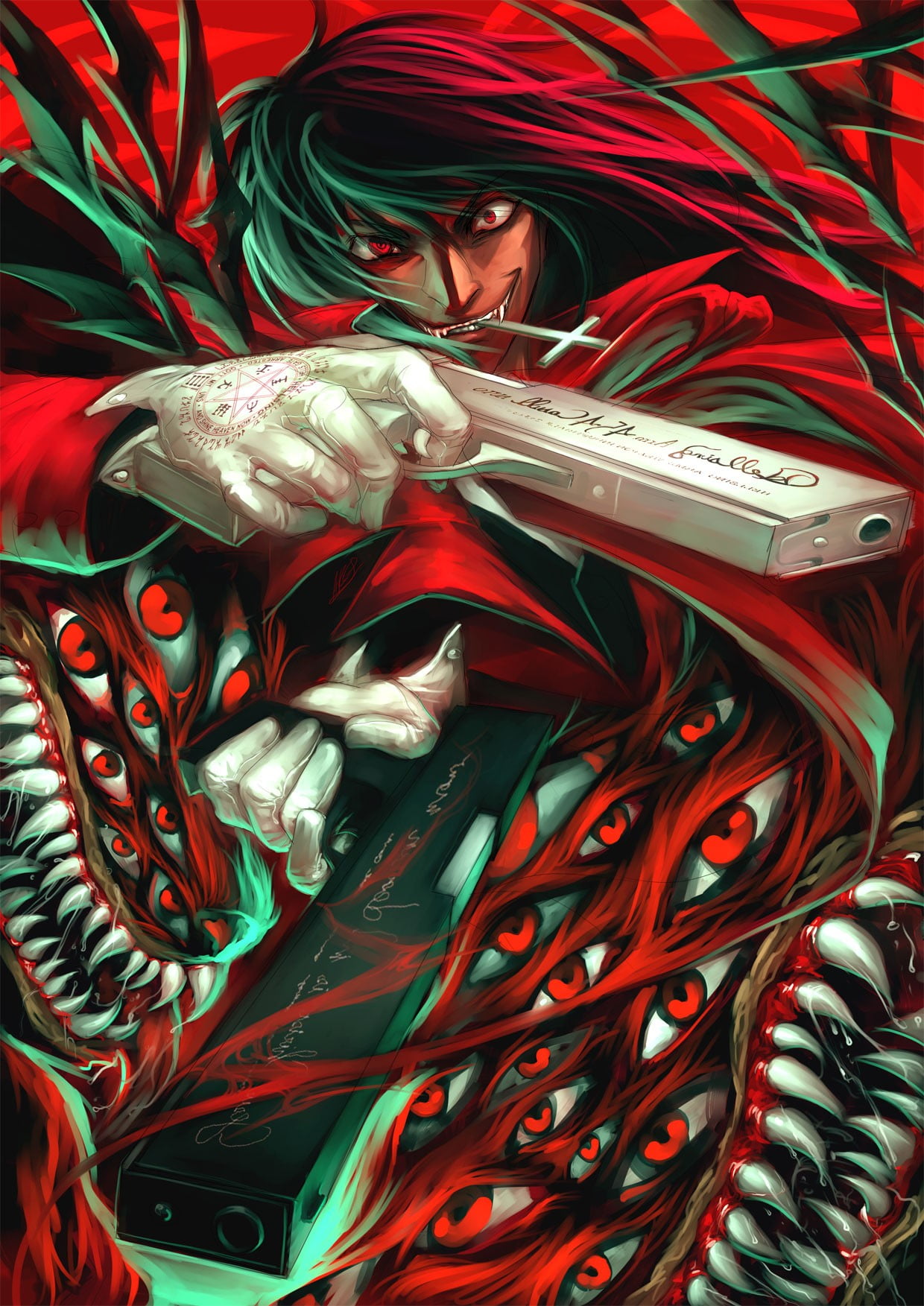 male anime character wallpaper, Hellsing, Alucard, pistol, vampires