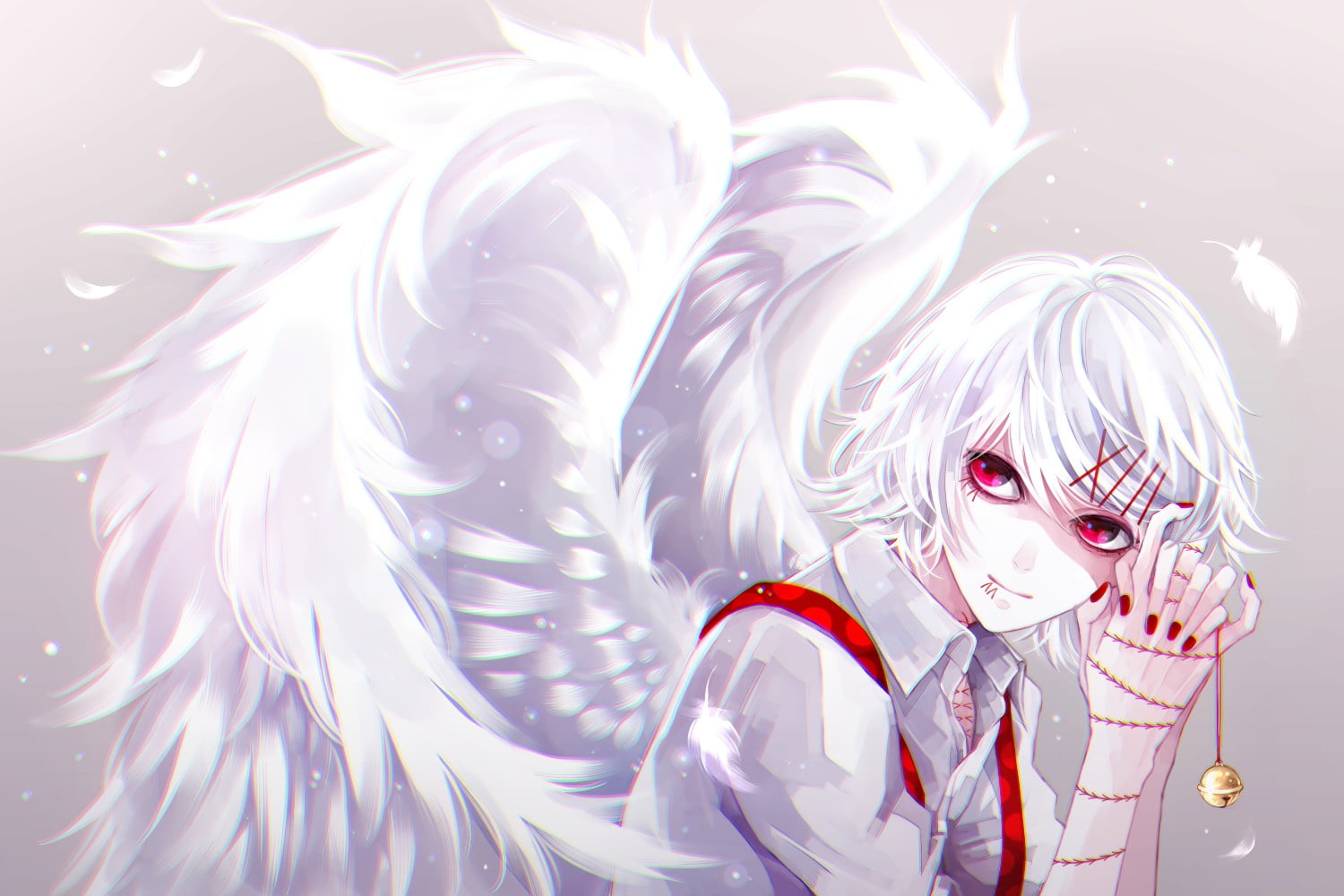 white haired man with wings anime character wall paper, Tokyo Ghoul