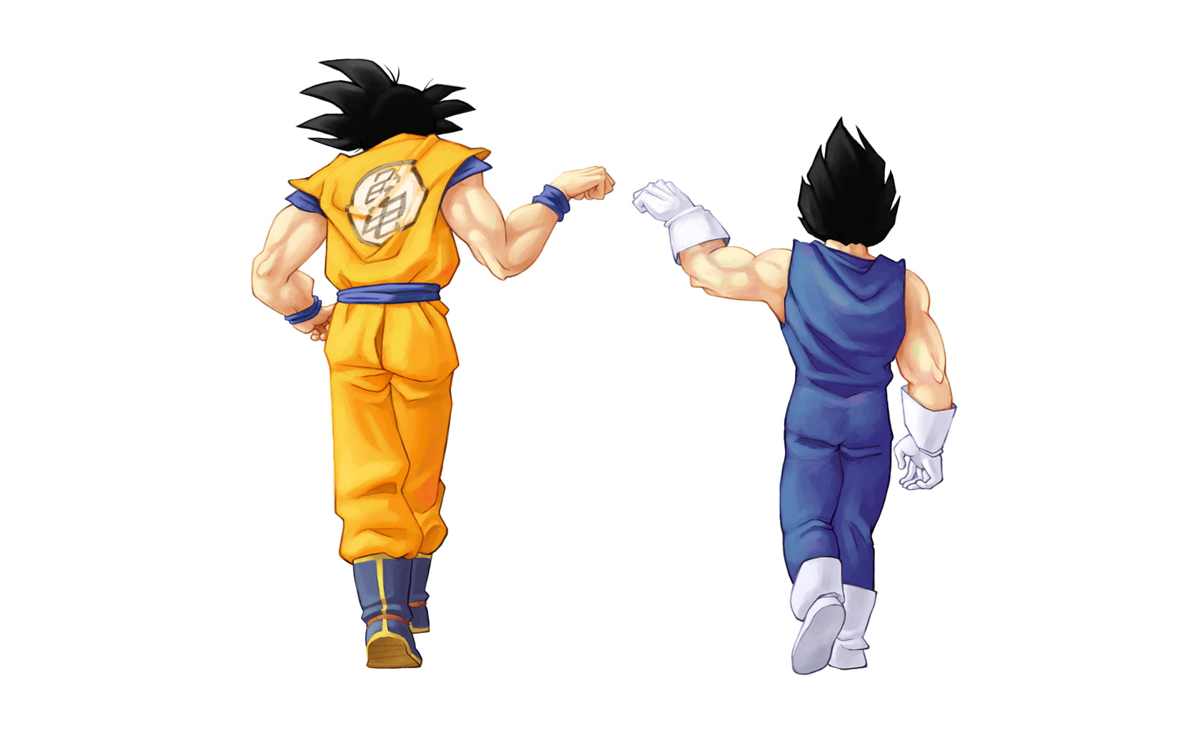 Son Goku and Vegeta illustration, Dragon Ball, anime boys, white background