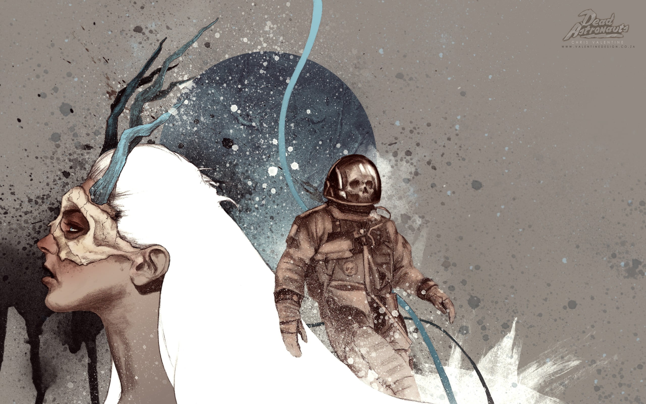 Astronaut with woman wearing mask wallpaper, Dead Astronauts