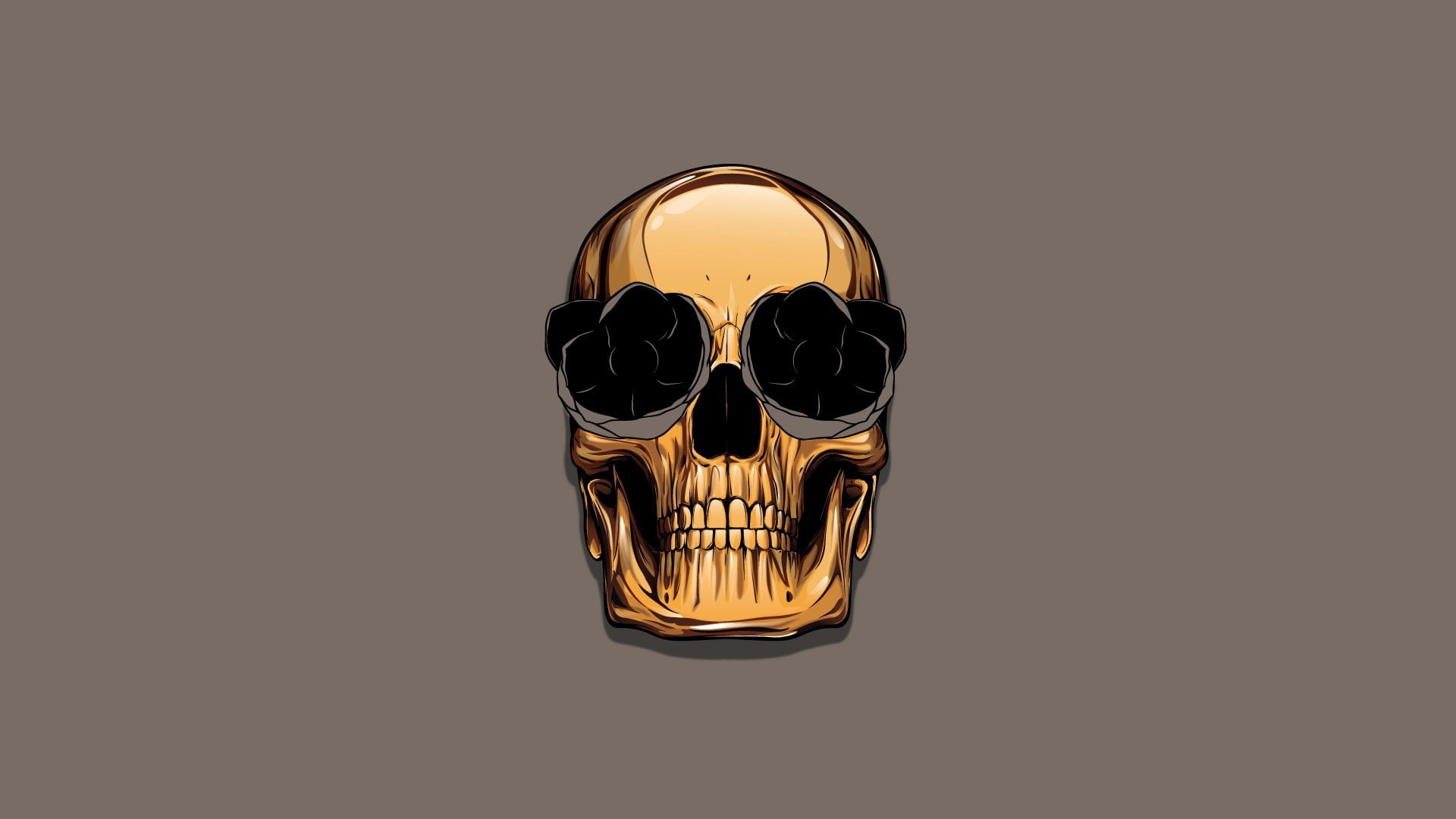 gold skull illustration, art, minimalism, human Skull, vector