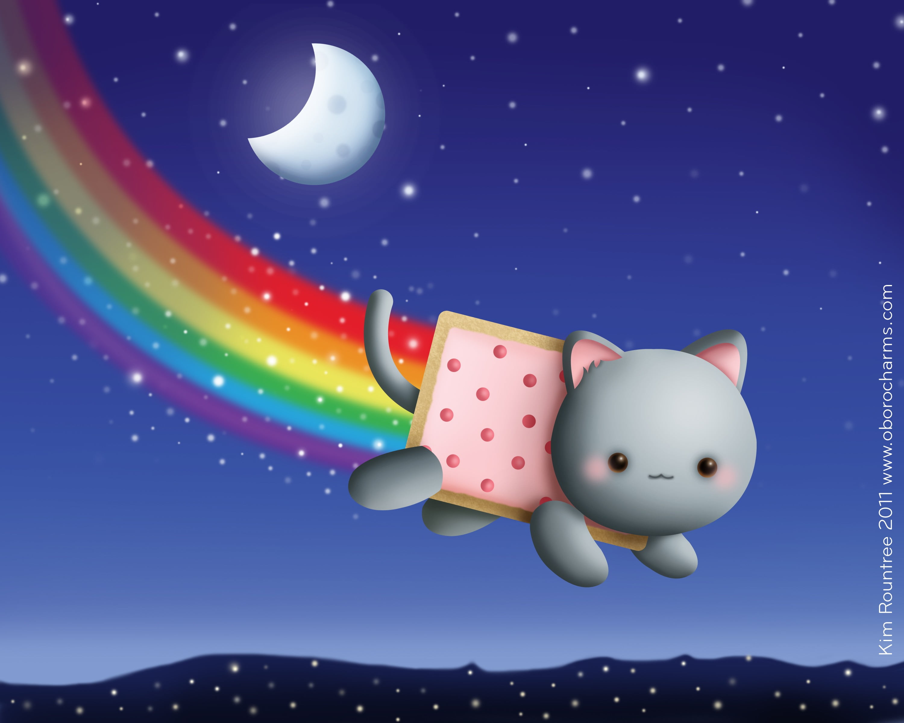 gray cat illustration, feline, animals, food, memes, rainbows