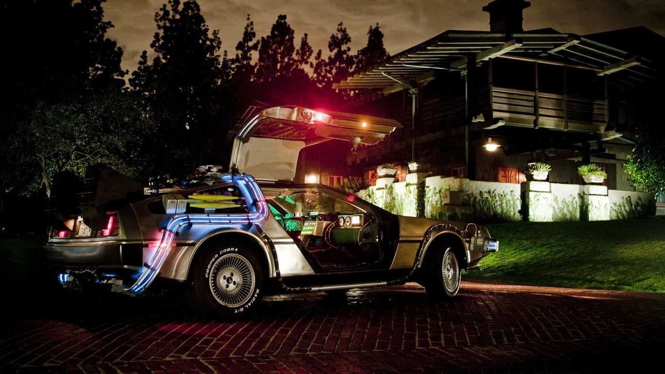 black vehicle, The Time Machine, Back to the Future, car, DeLorean