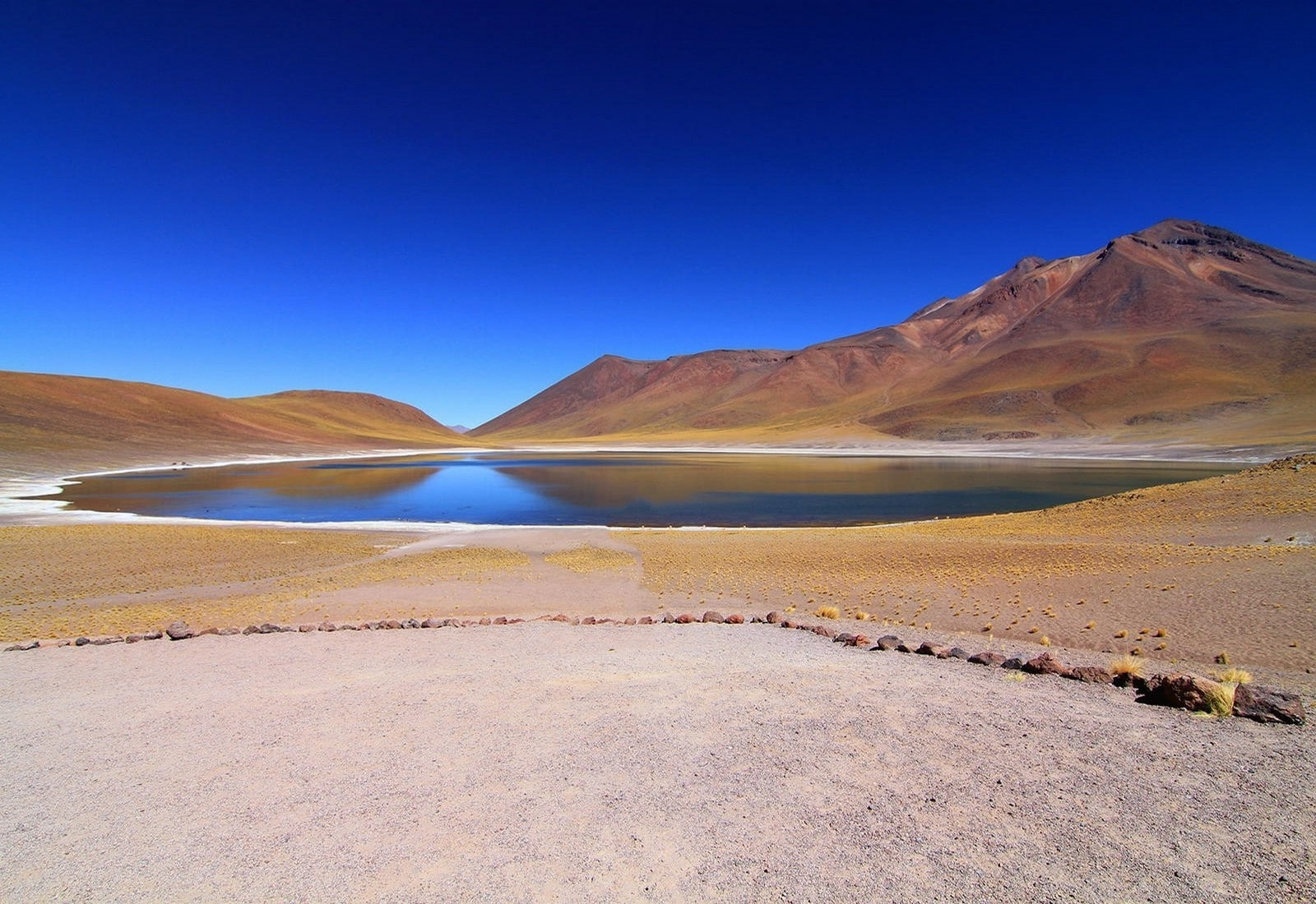 nature landscape lake mountain atacama desert chile blue sky heat water salt