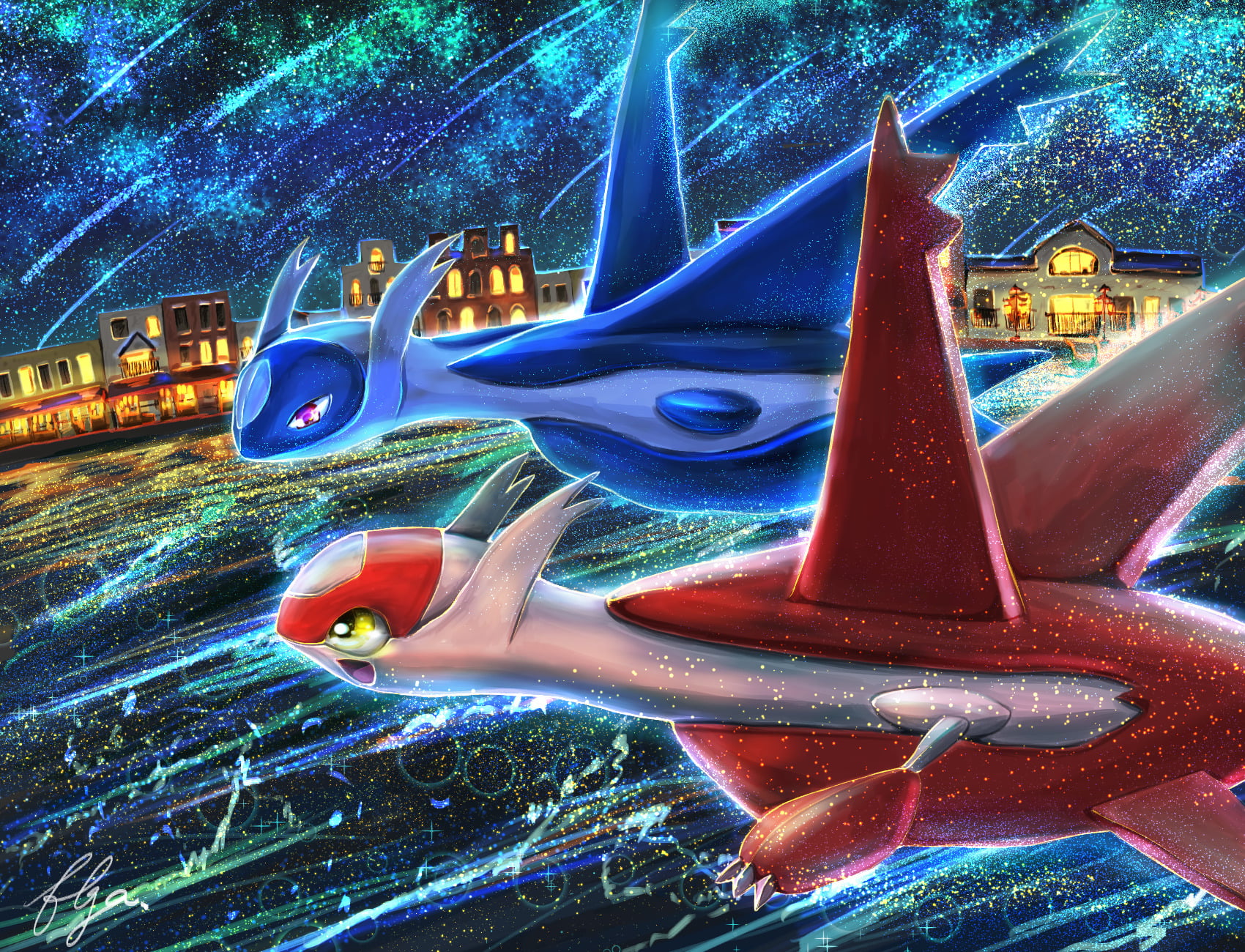 two red and blue Pokemon characters, Pokémon, Latias (Pokémon)