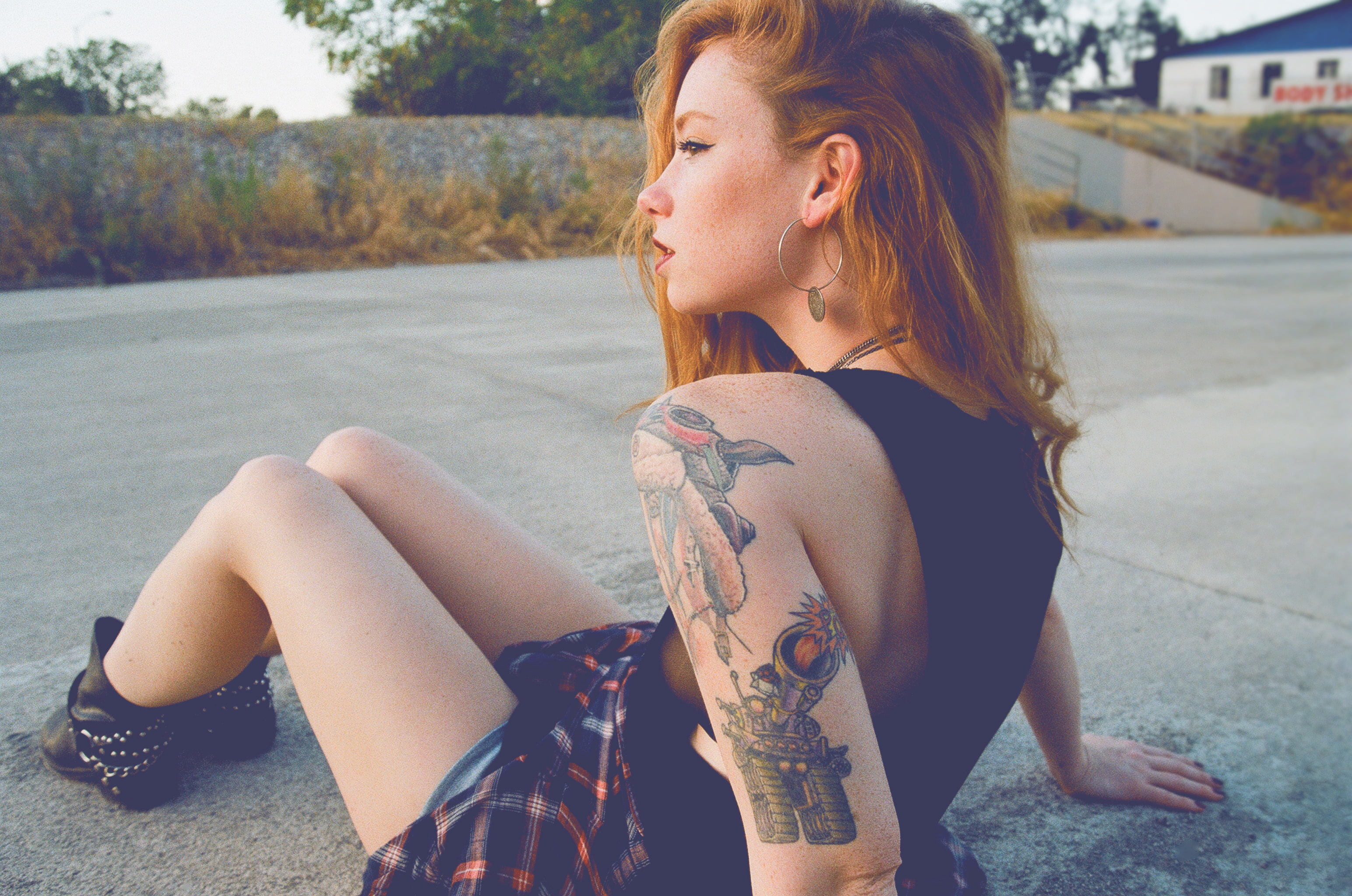 Free Download Hd Wallpaper Girl Woman Model Tattoo Redhead Tattoos Hattie Watson 