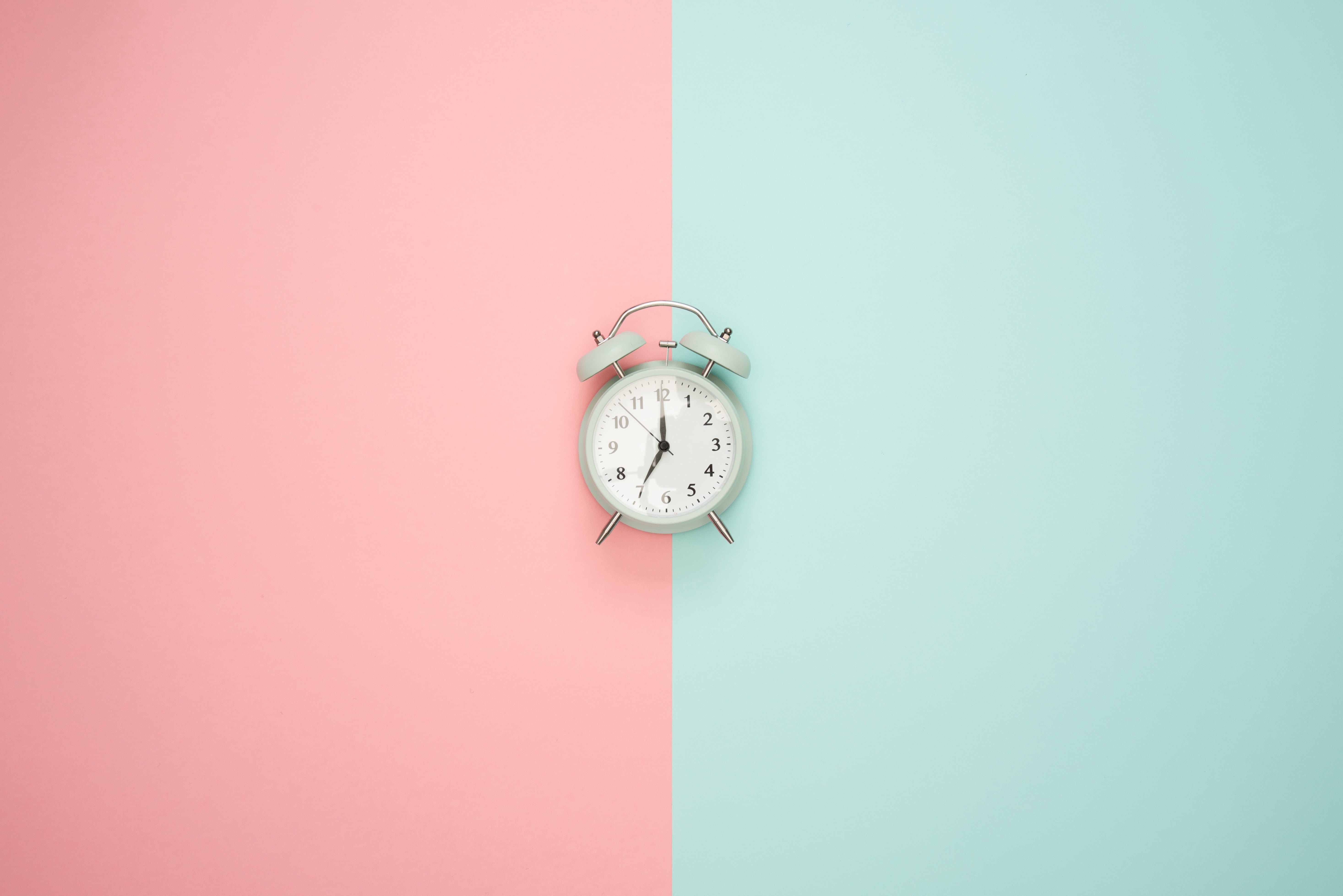 gray twin-bell alarm clock, minimalism, pink, pastel, time, timer