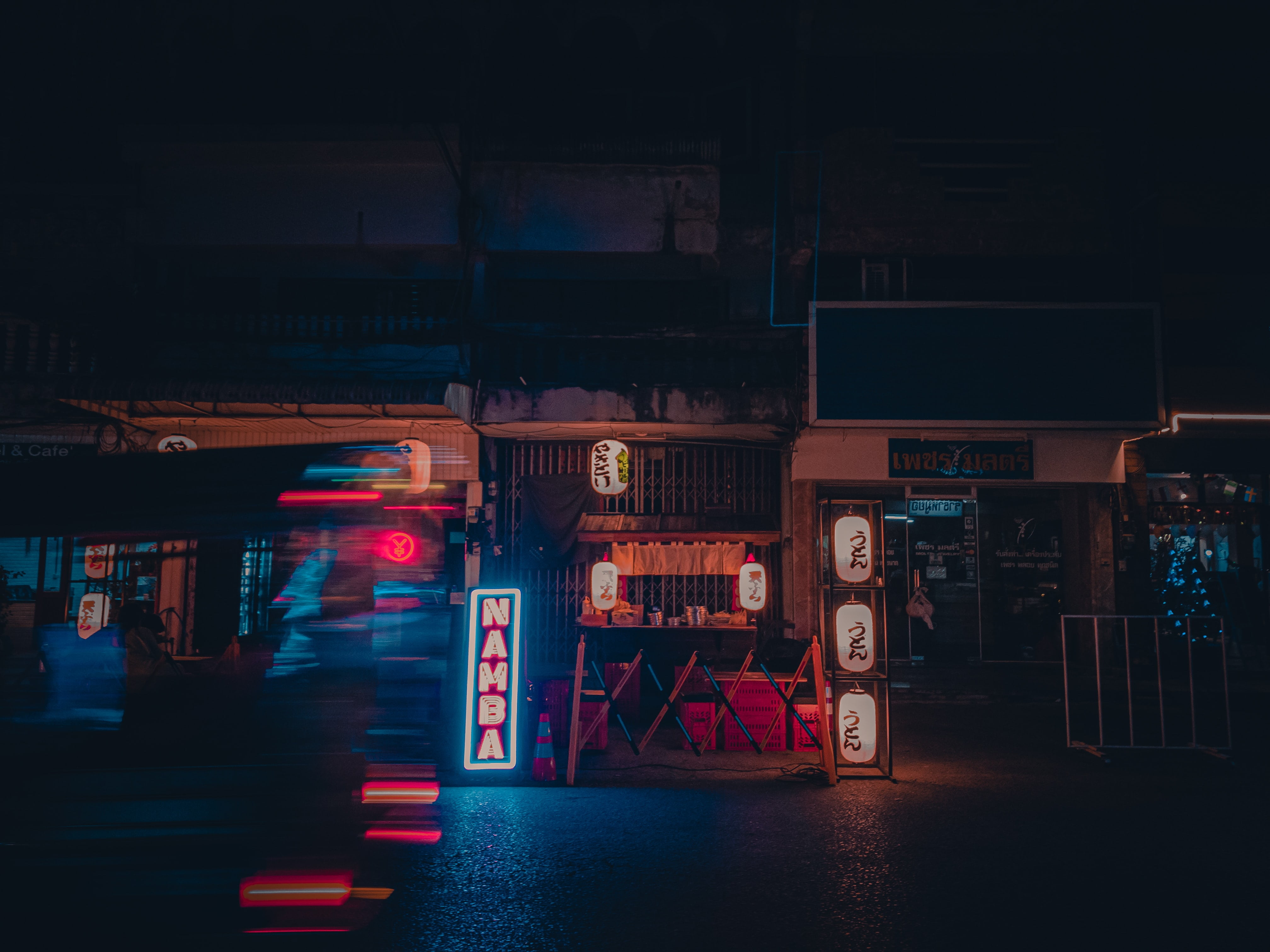 Japan, dark, neon, kanji