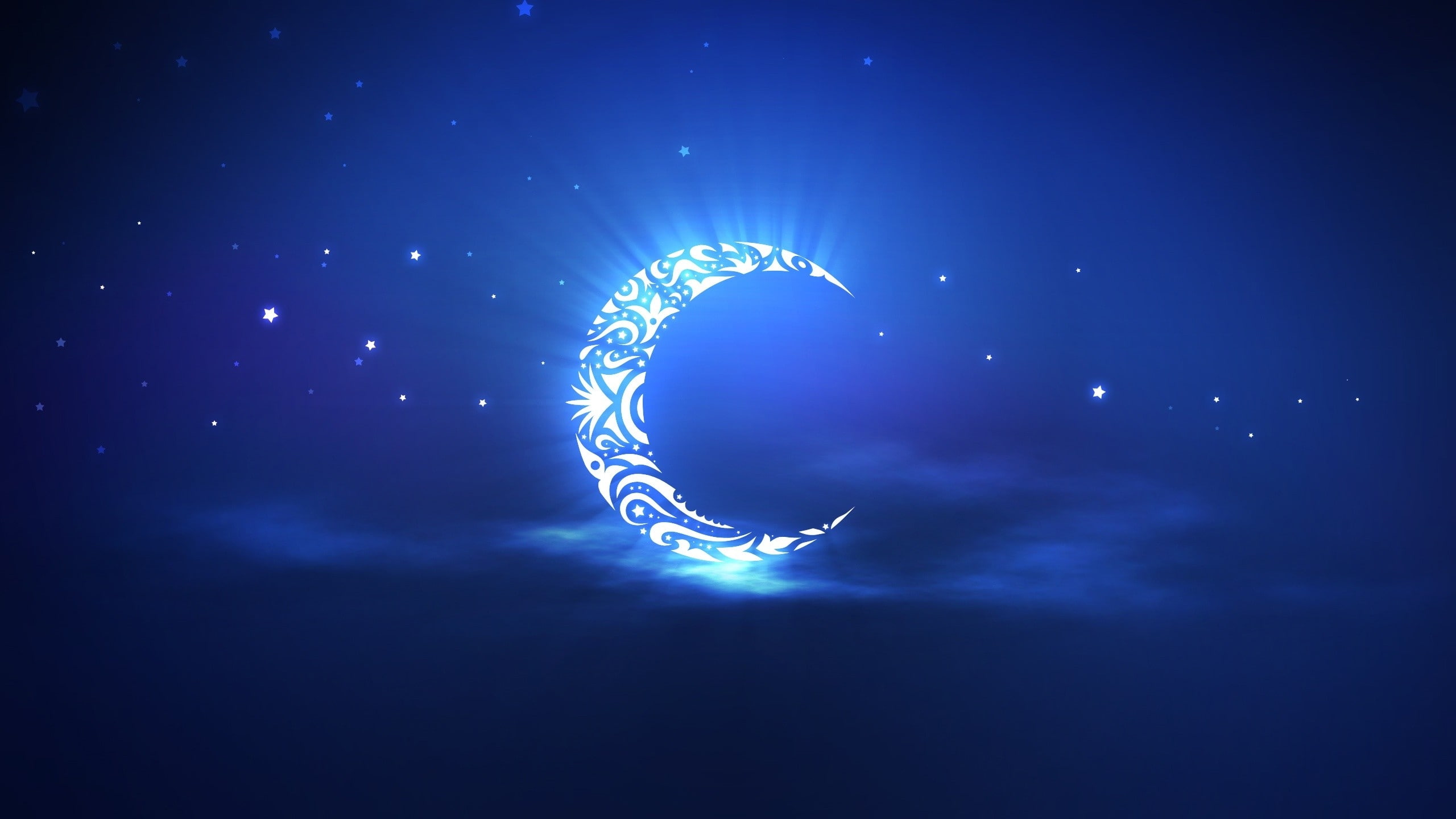 abstract night moon crescent 2560x1440  Space Moons HD Art