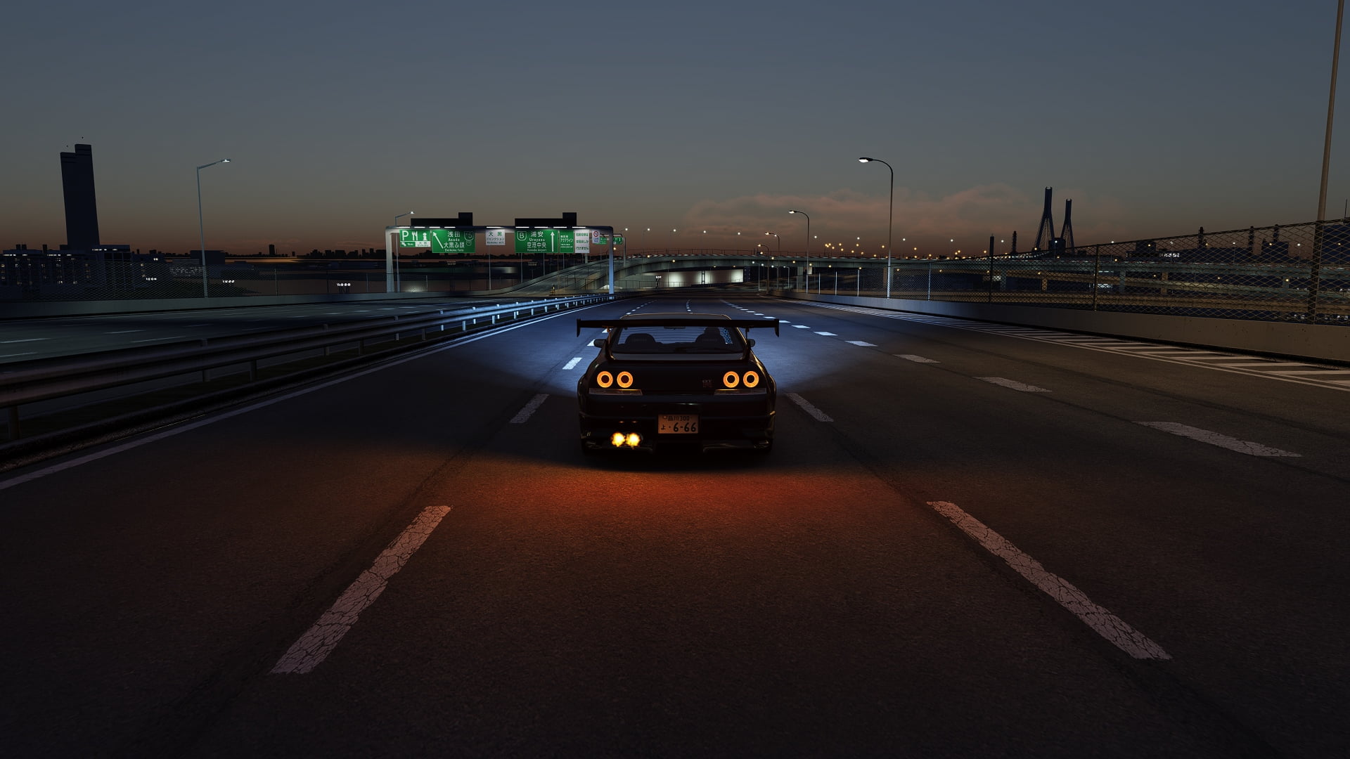 Nissan GT-R, Nissan GTR R33, night, Japan, JDM, Assetto Corsa