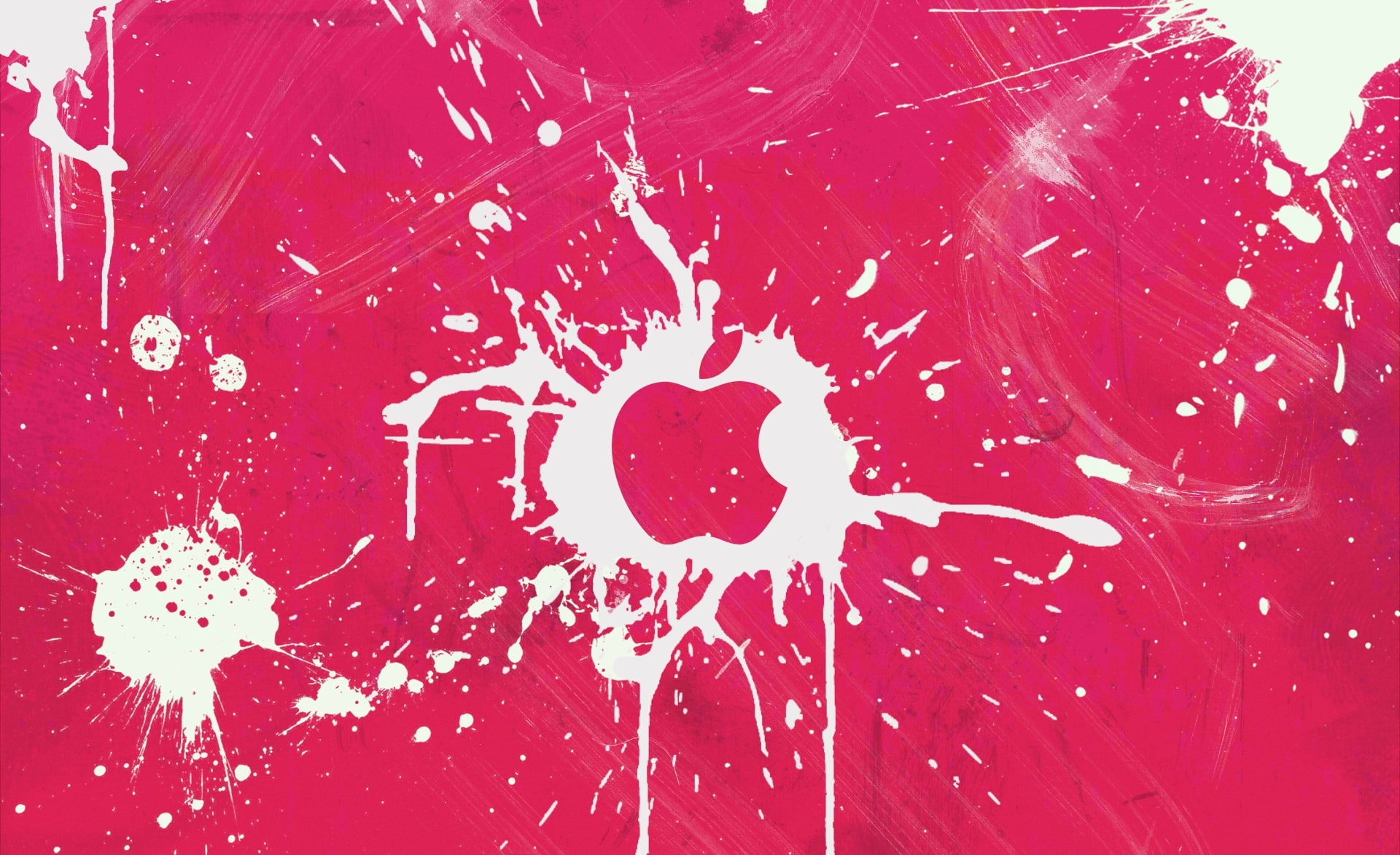 Splash Pink, Apple logo, Computers, Mac, splattered, paint, art and craft
