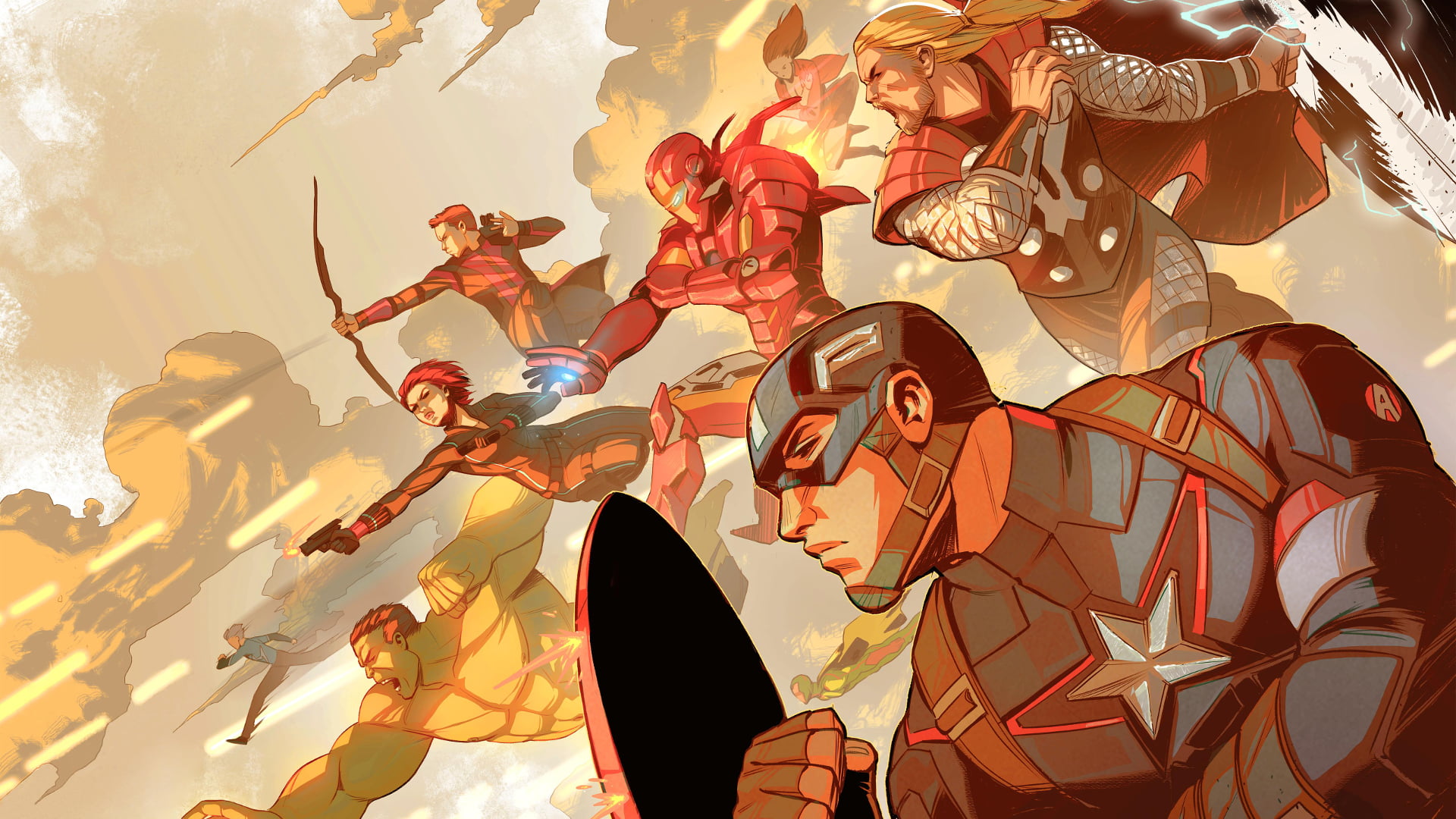 Avengers cartoon illustration, The Avengers, Captain America