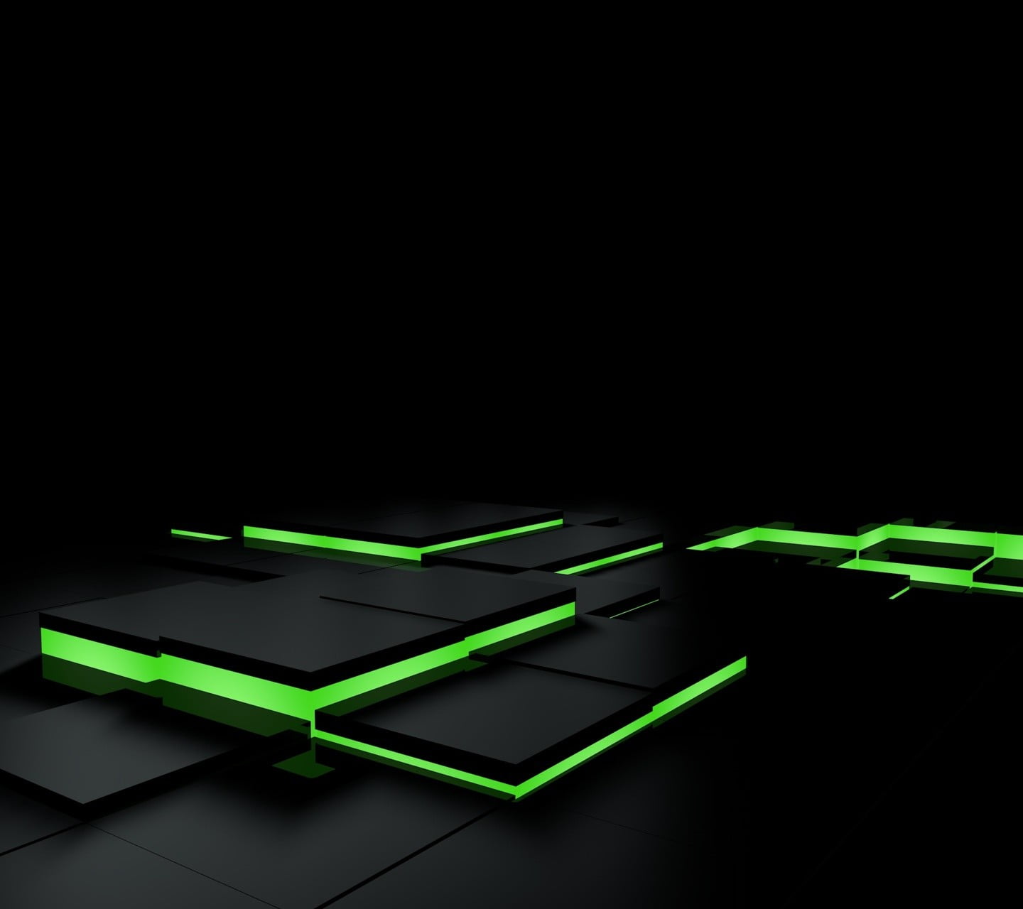 black and green LED template, abstract, 3D Blocks, square, tiles