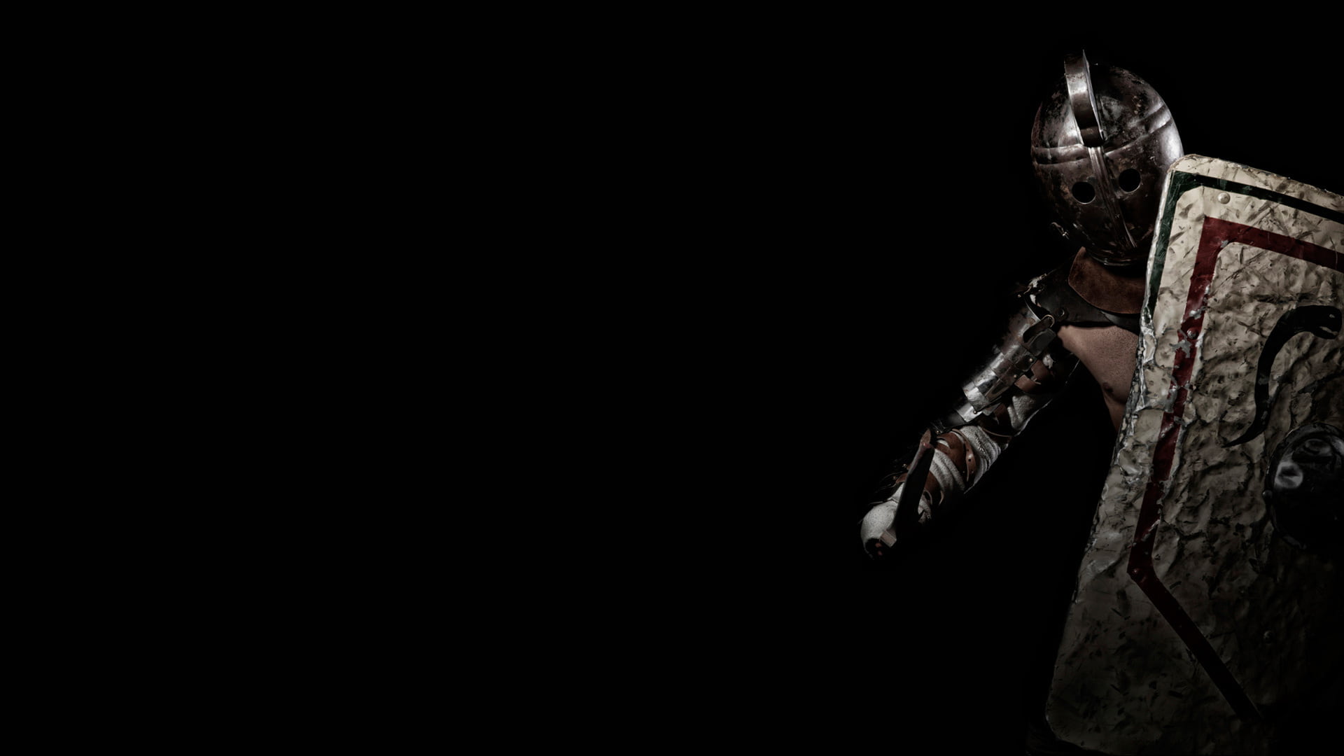 black and brown knight illustration, armor, helmet, shield, Gladiator